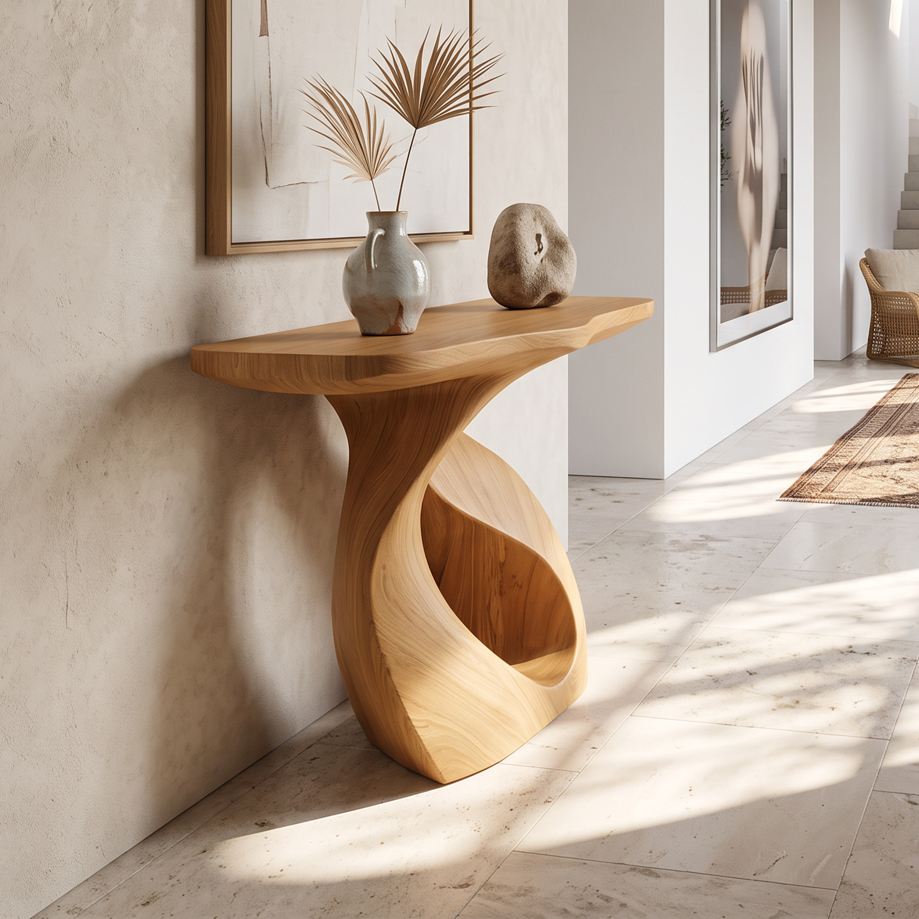 Handcrafted Solid Wood Console Table Organic Design For Entryway Decor SILDTTNCS070