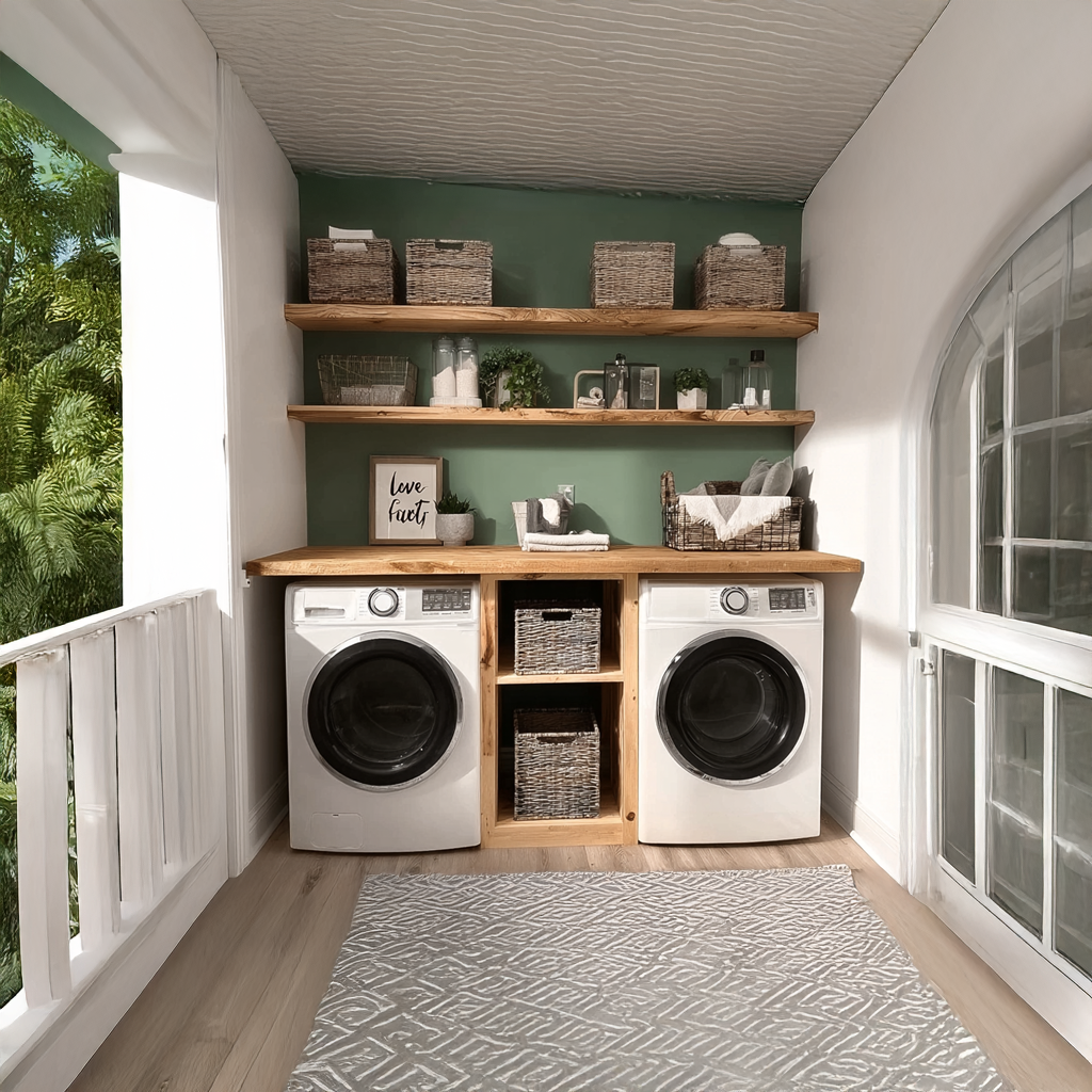 Laundry Nook Shelf Handmade Rustic Wood Gift SINLSALN003