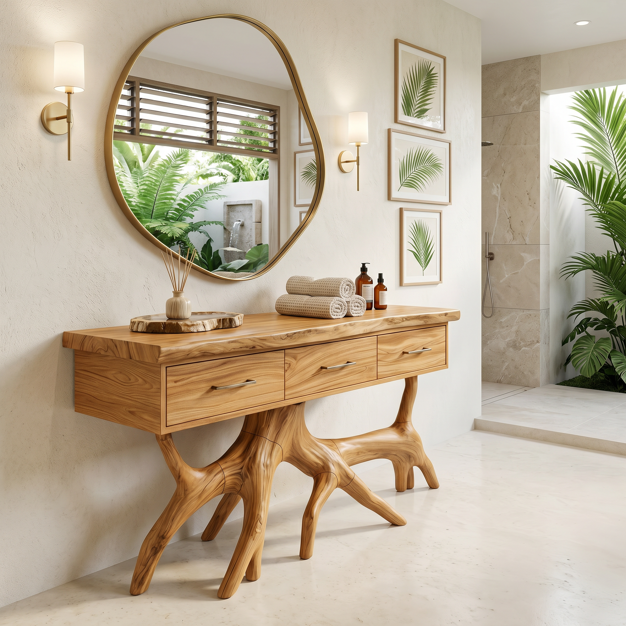 Coastal Wood Bathroom Cabinet For Beach House SILDTTRBRV172