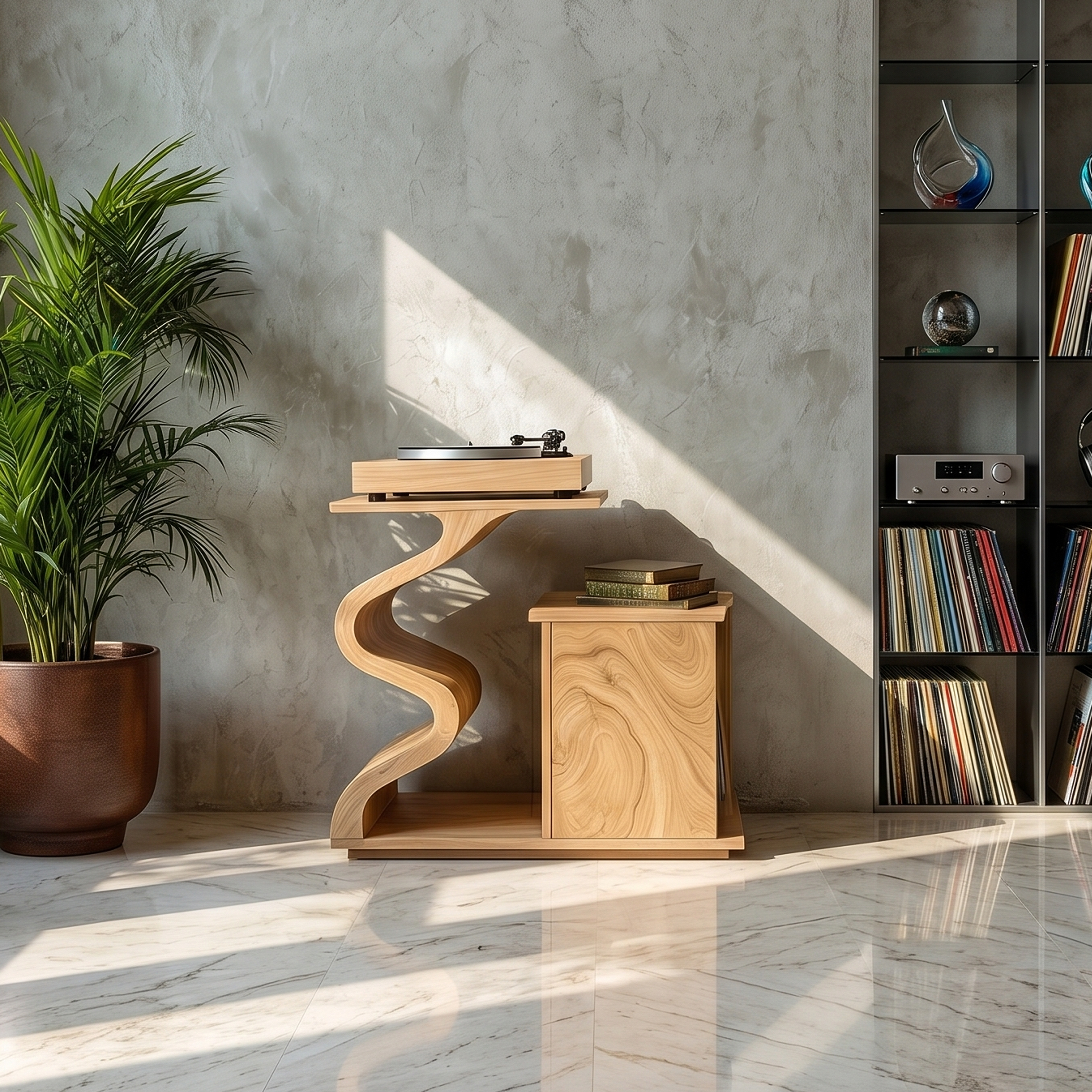 Modern Sculptural Turntable Stand Audio Lounge SILDTTRRPT041