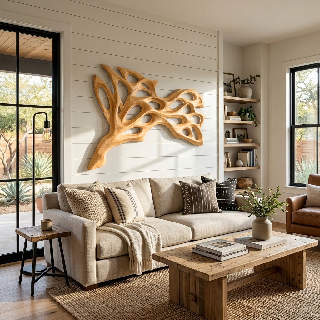 Abstract Natural Wood Wall Art For Modern Home RTTHHNWA183