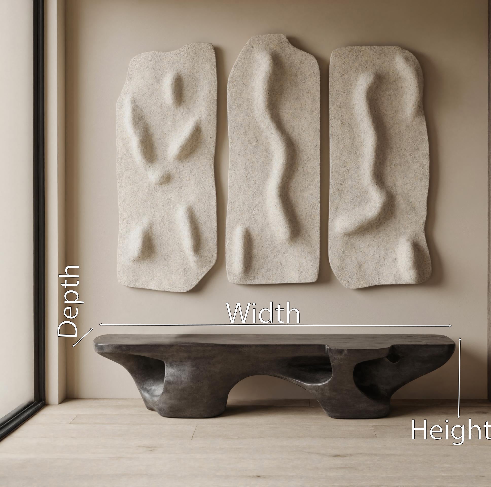 Contemporary Sculptural Bench With Carved Design For Living Room SITHHNCHR041