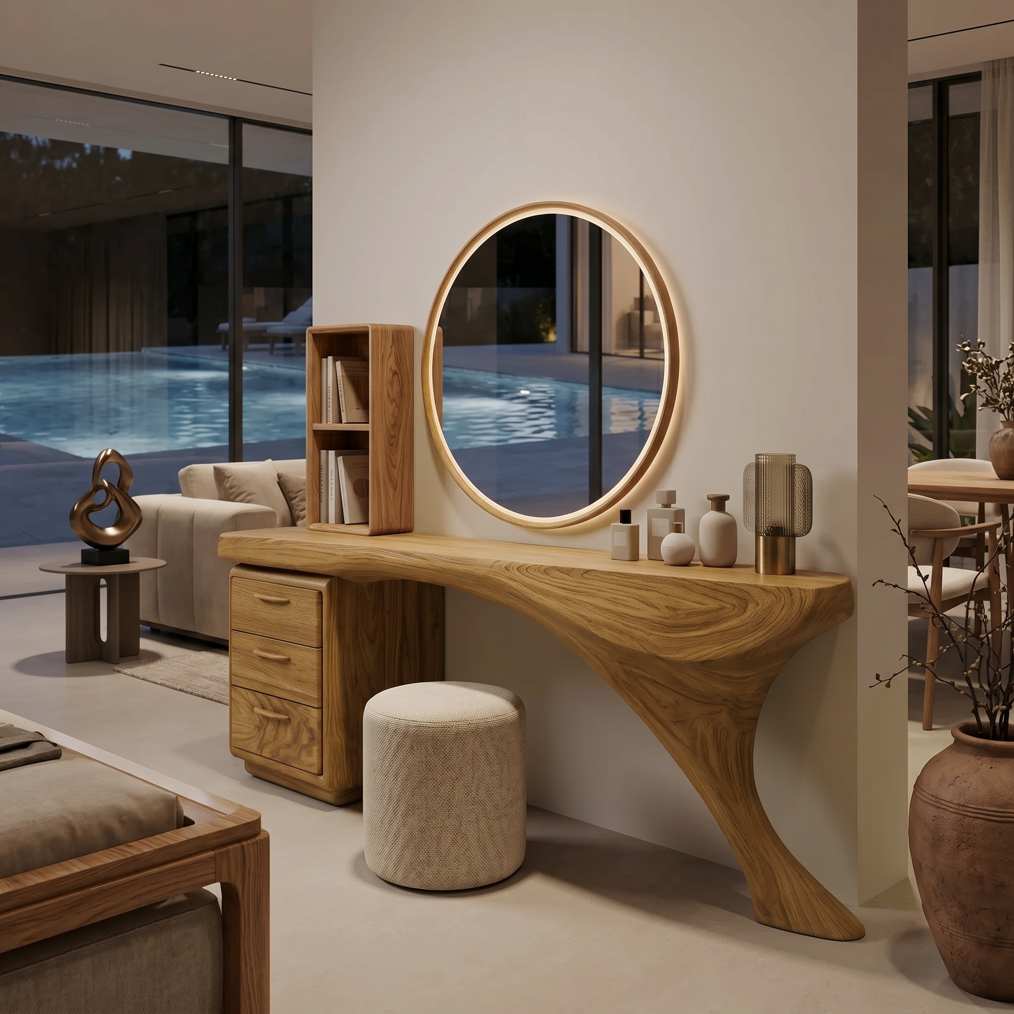 Modern Sculptural Vanity Table For Dressing Area SITHTTMV021