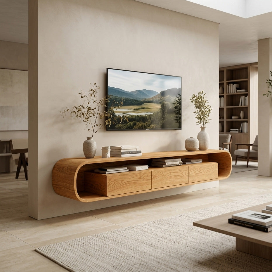 Organic Modern Floating TV Console For Living Room RTTHHNTVC059