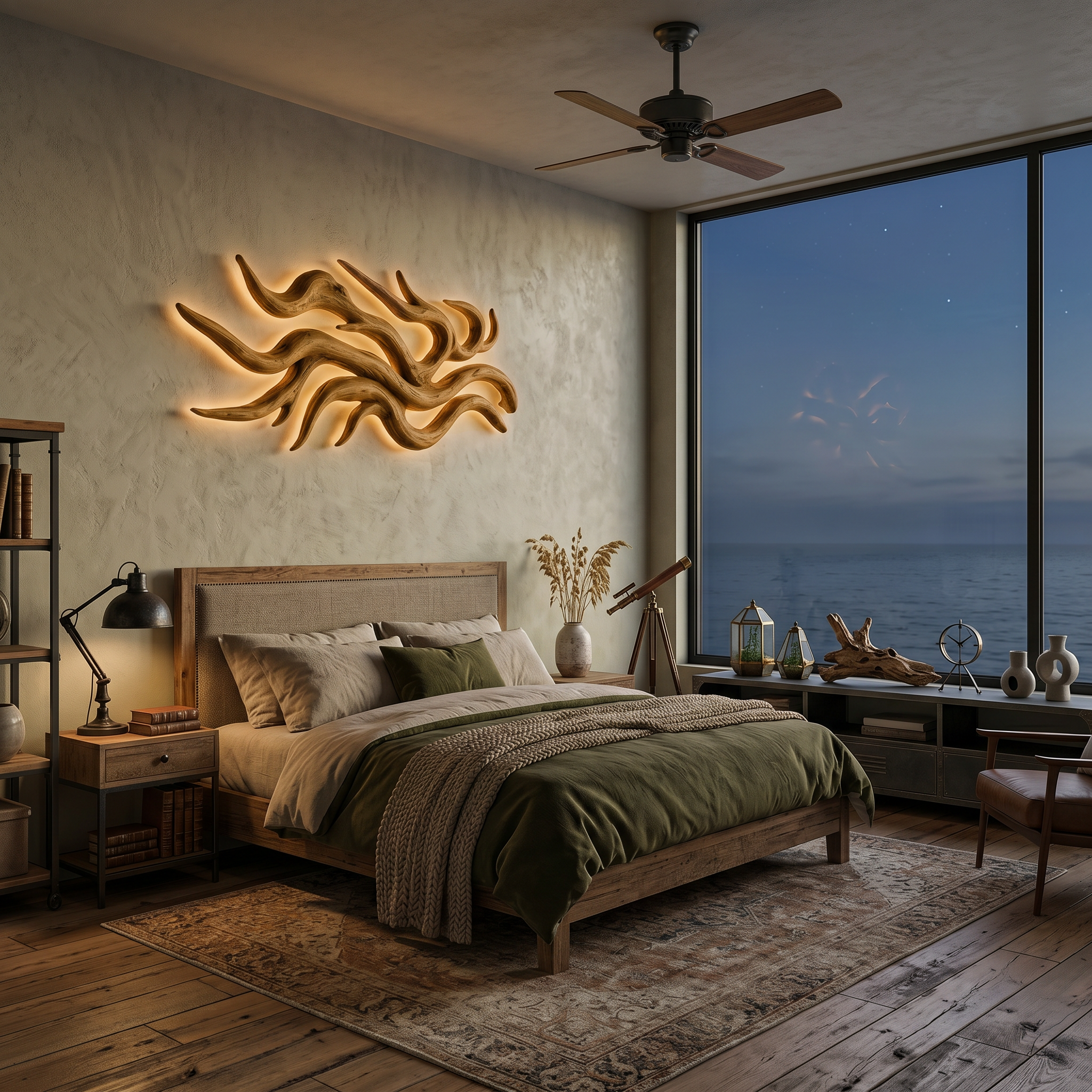 Artistic Wood Wall Light Flowing Root Design For Bedroom Decor RTTHTTLAM060