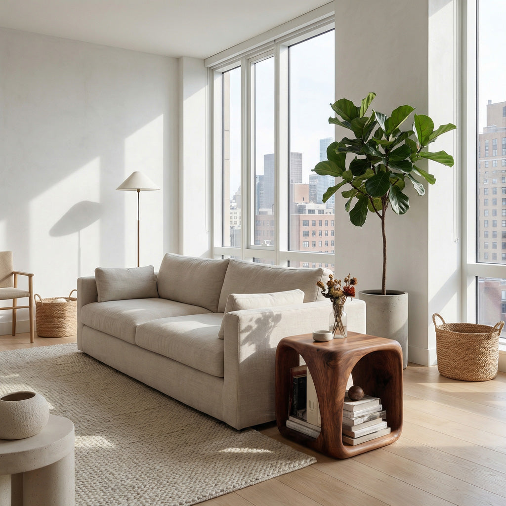 Modern Wooden Side Table With Sculptural Hollow Form For Living Room RTTHHNSTA015