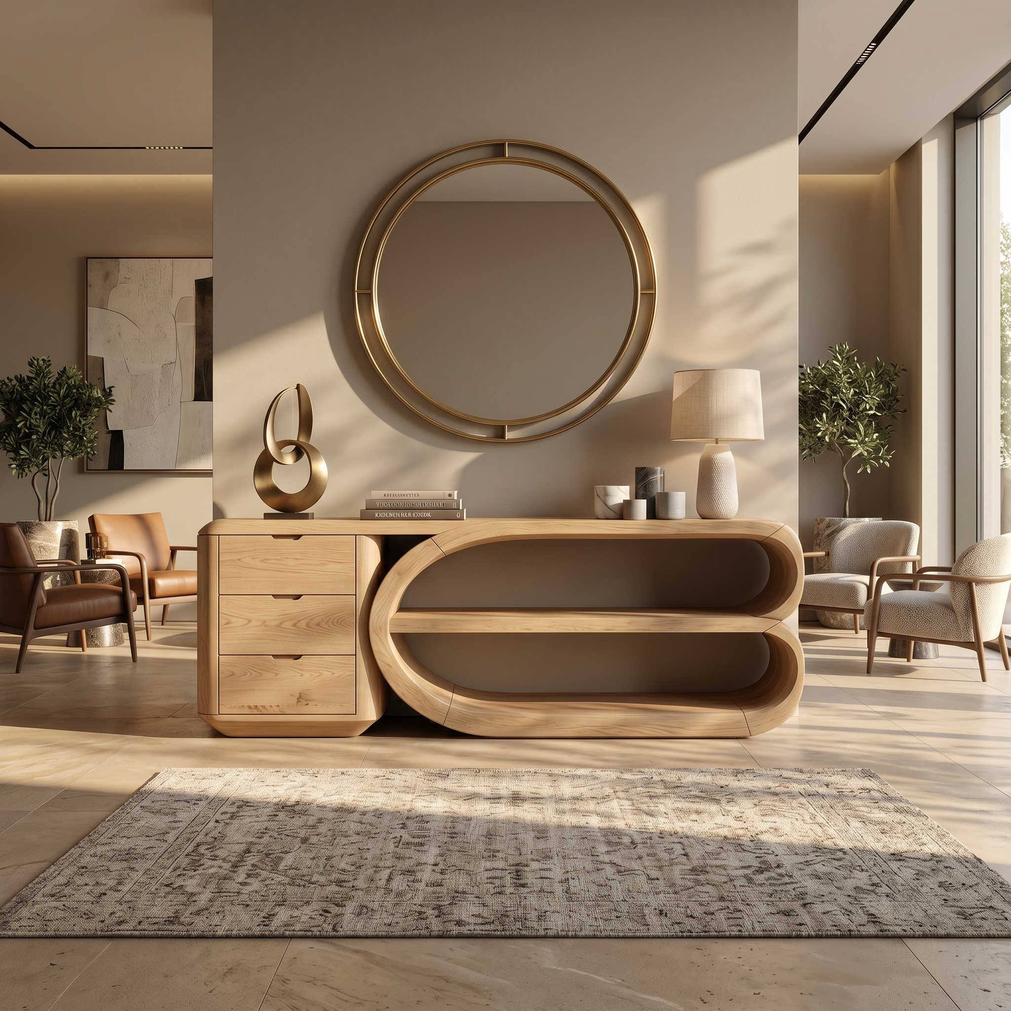 Organic Geometric Console Table Luxury Entryway SILDTTRCS102