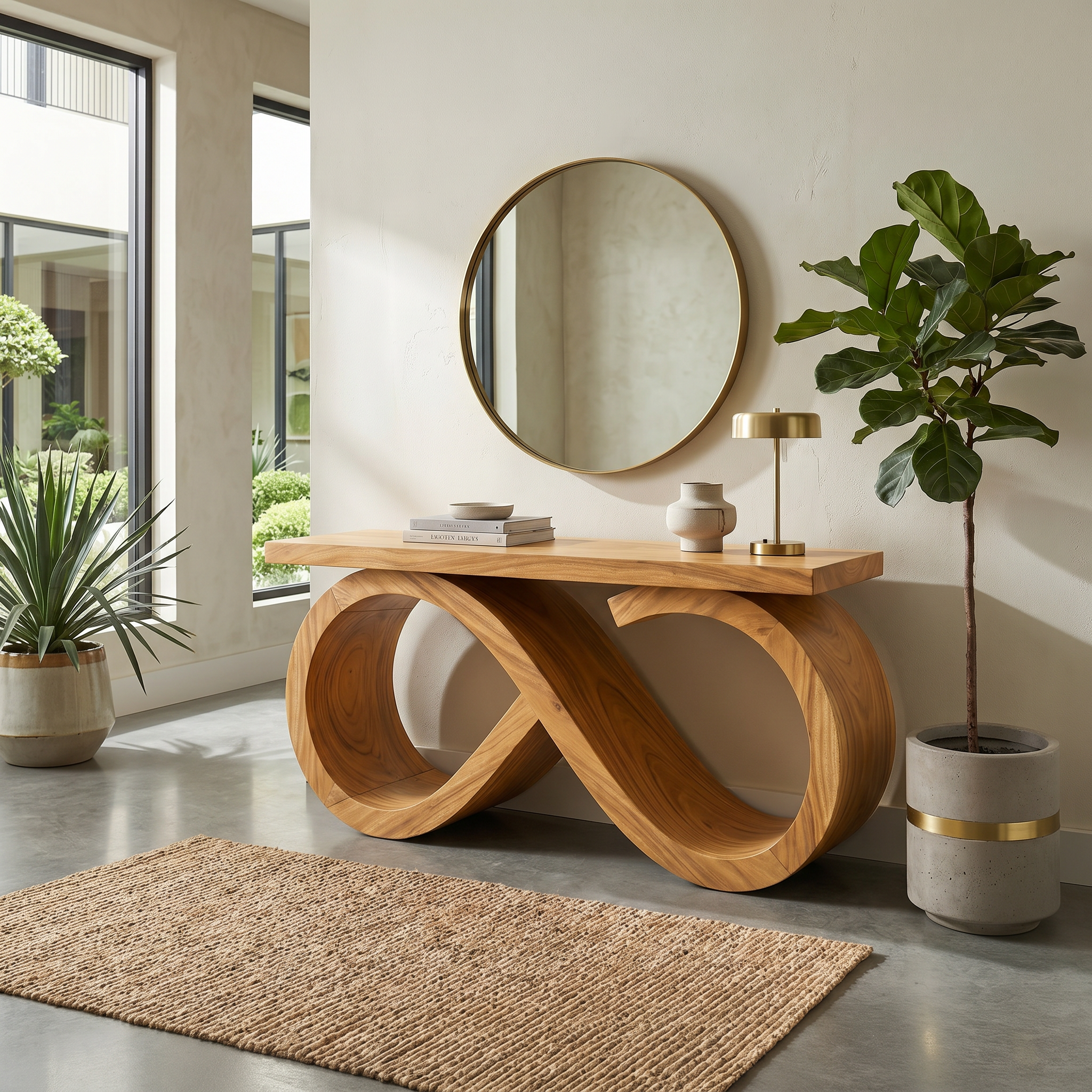 Contemporary Infinity Loop Console Table Modern Hallway SILDTTRCS072