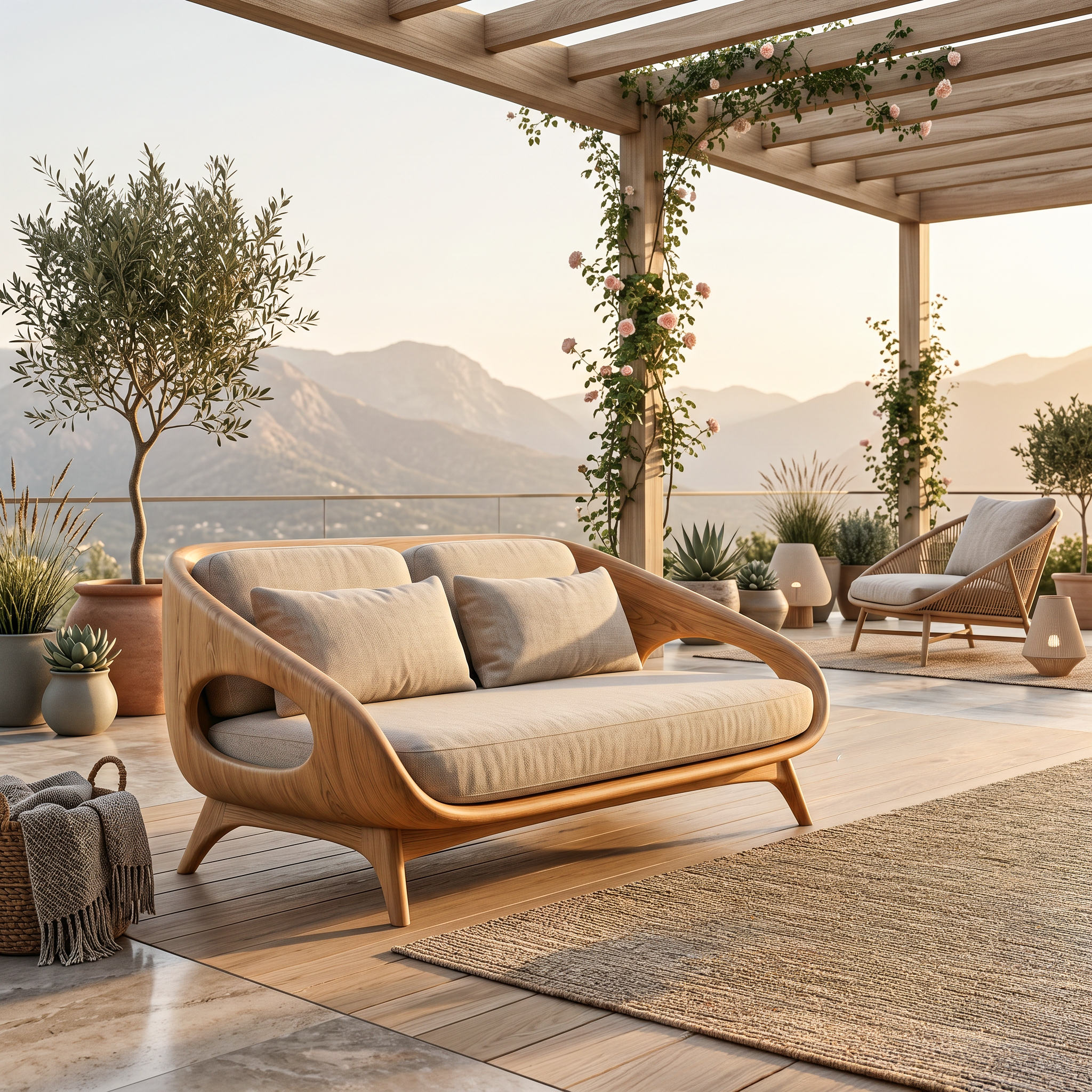 Artistic Wooden Sofa With Soft Lines For Home Lounge RTTHTTSF044