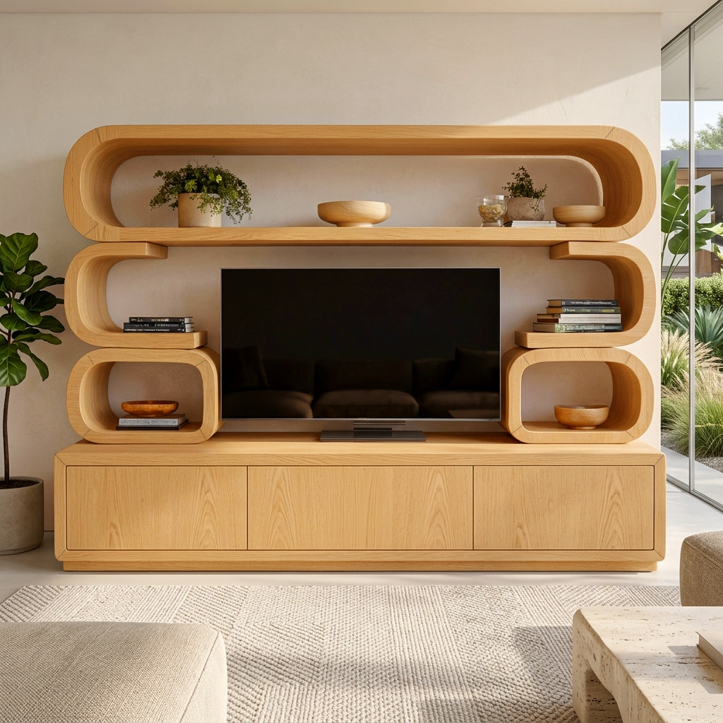Contemporary Wooden TV Cabinet For Home Living Space RTTHTTTVC080