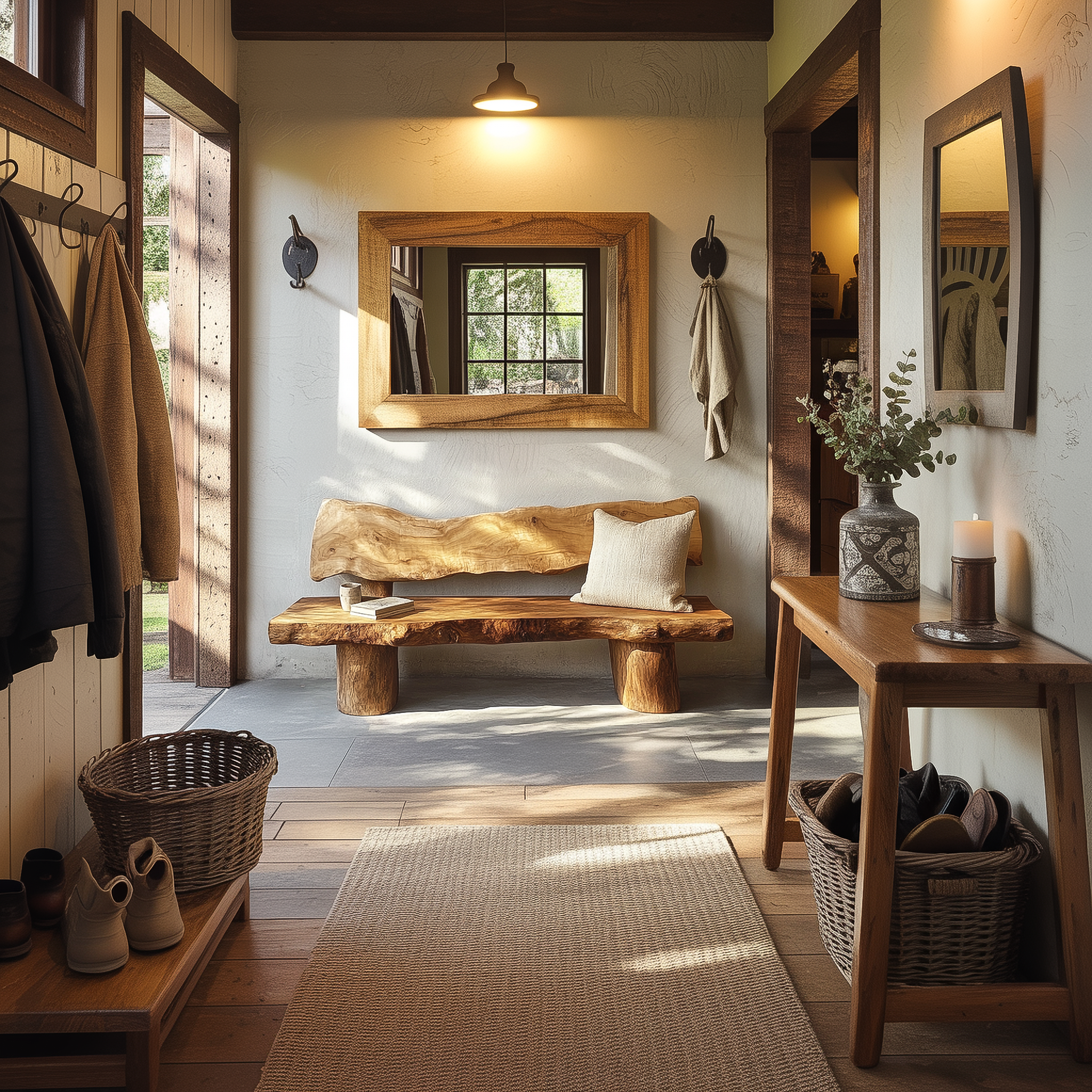 Rustic Solid Wood Sofa Outdoor Garden Natural Sculptural Seating SINLSAWC039