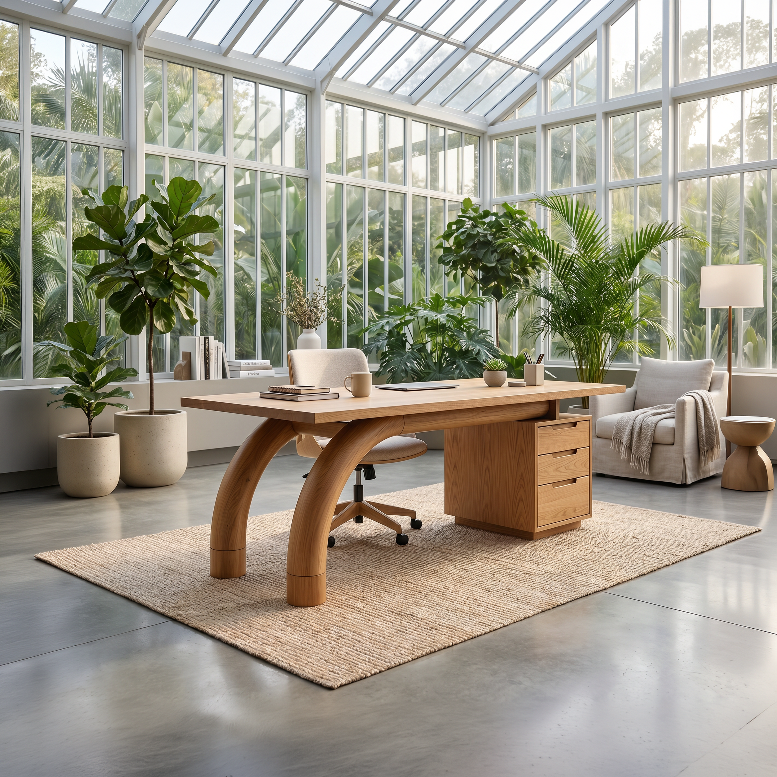 Modern Curved Desk With Open Shelf For Home Office SILDTTNDE030
