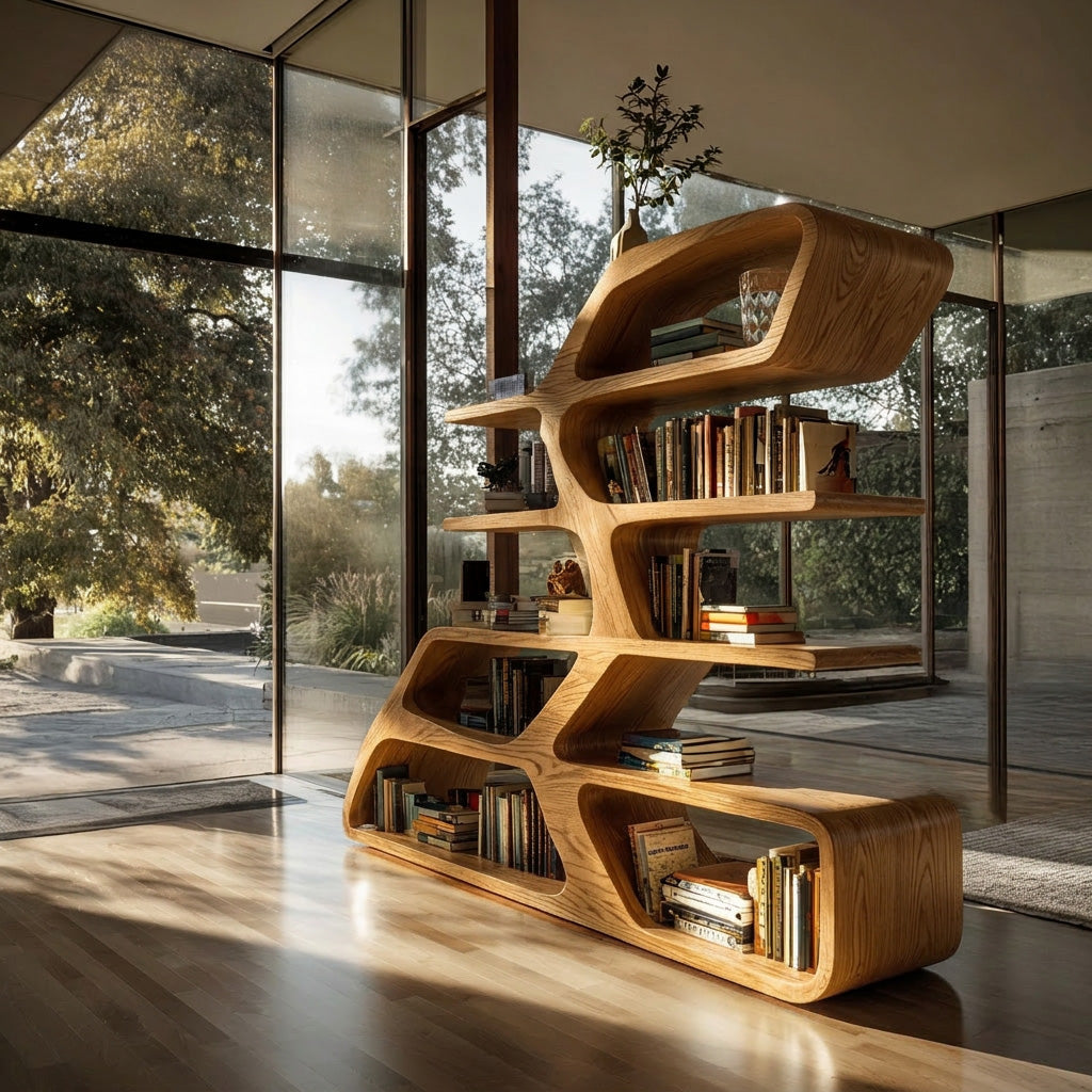 Modern Sculptural Bookshelf For Living Room Decor RTTHHNBS155