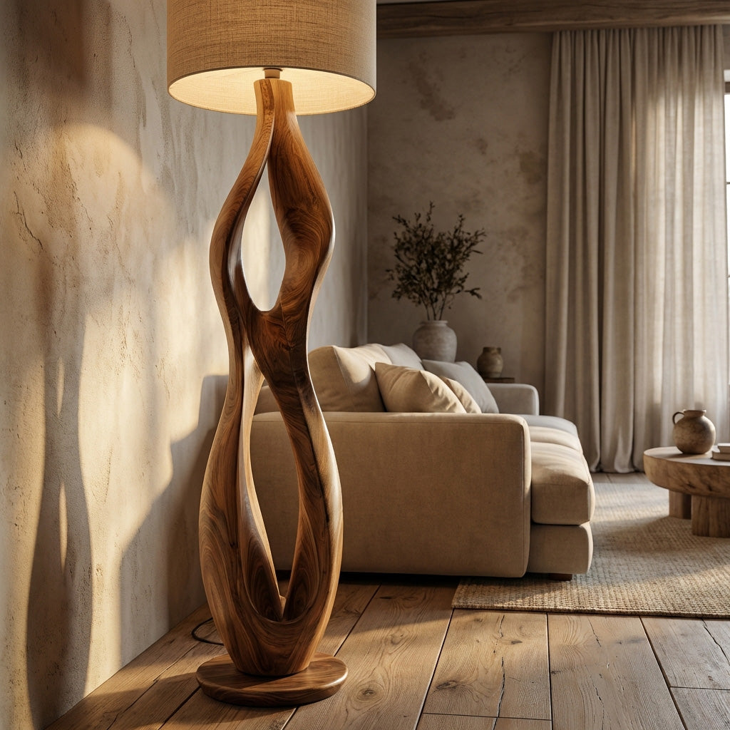Minimalist Wooden Lamp With Drum Shade For Bedroom RTTHHNLAM067