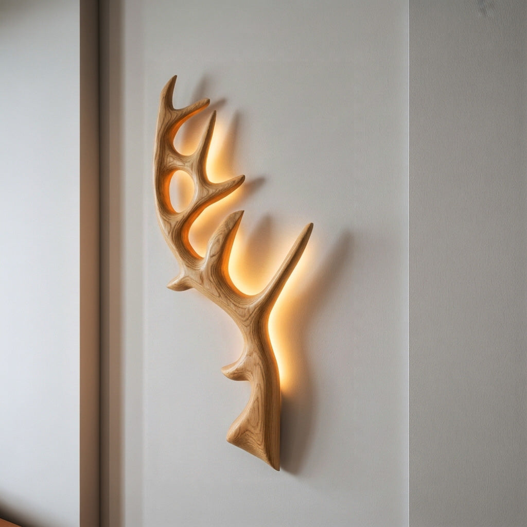 Minimalist Natural Wood Tree Wall Lamp For Bedroom Decor RTTHHNLAM083