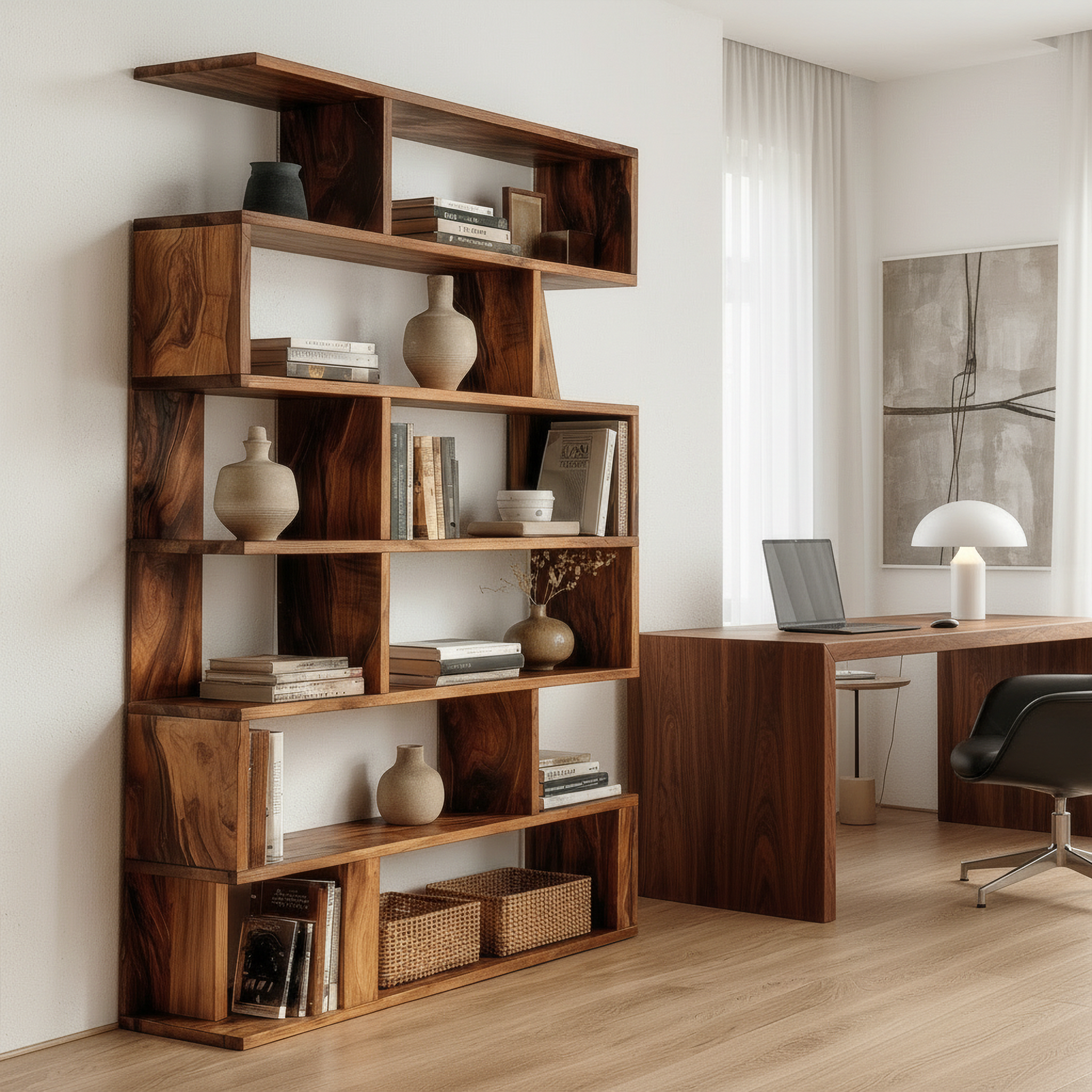 Mid Century Large Bookshelf For Living Room And Apartment SINLSASC488