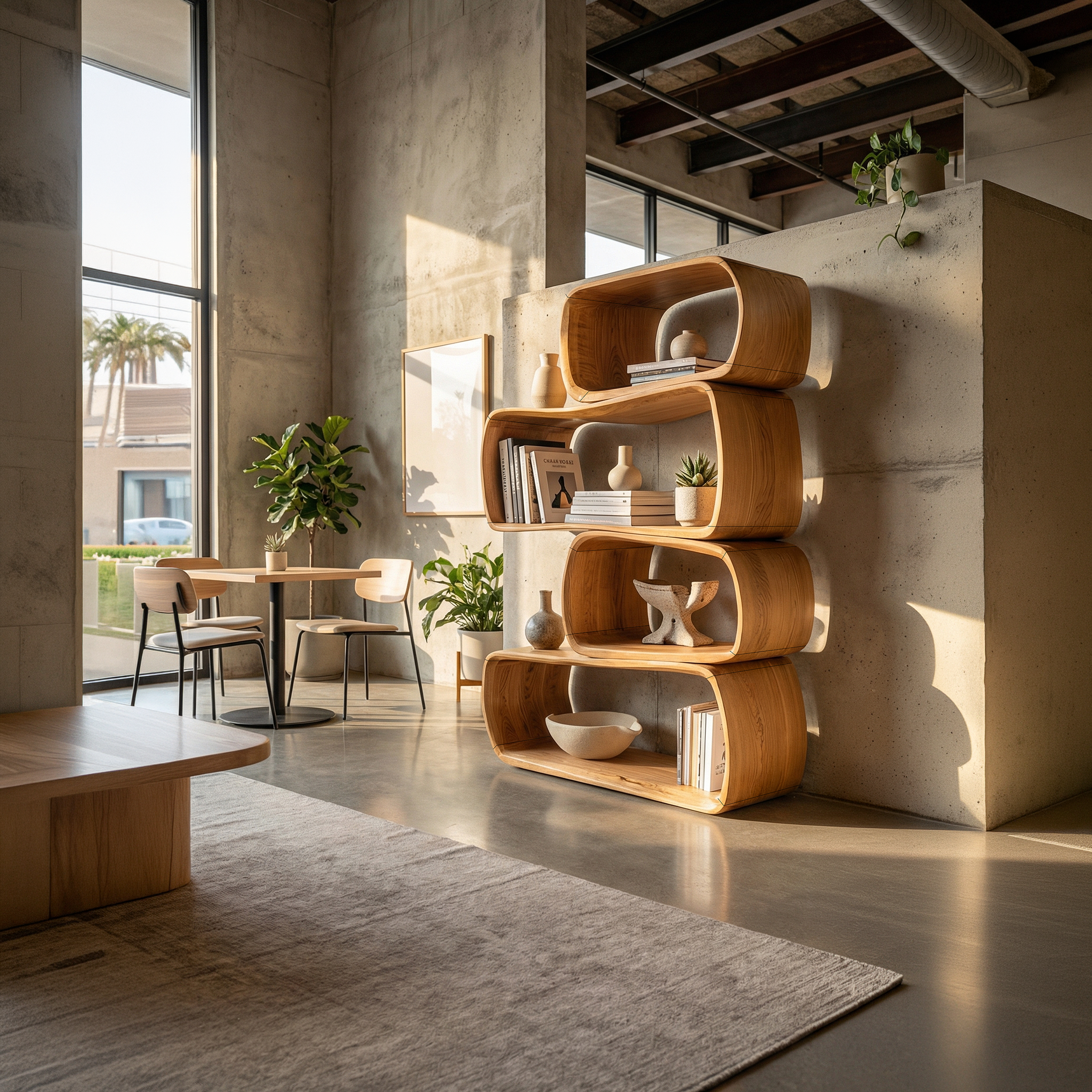 Rustic Farmhouse Abstract Bookshelf Apartment Living Space SILDTTRBS013