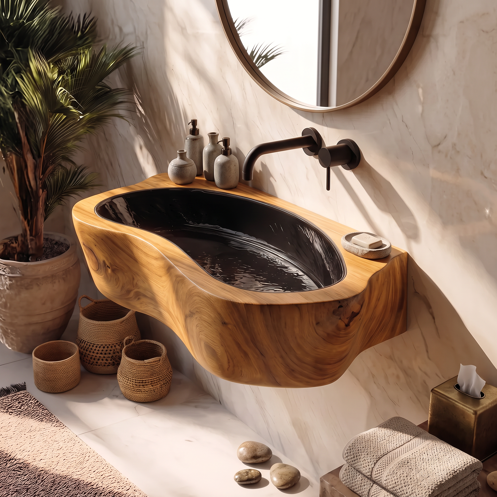 Handcrafted Live Edge Wood Vanity Sink For Natural Bathroom Decor SILDTTRVS027