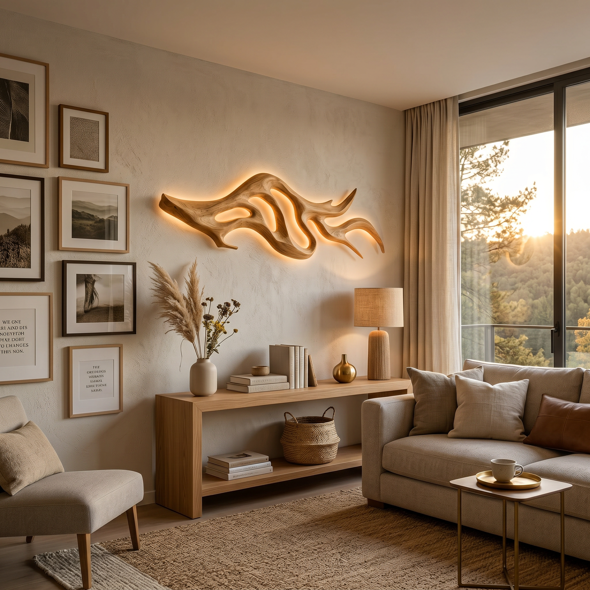 Artistic Wood Wall Light With Sculptural Form For Bedroom RTTHTTLAM056