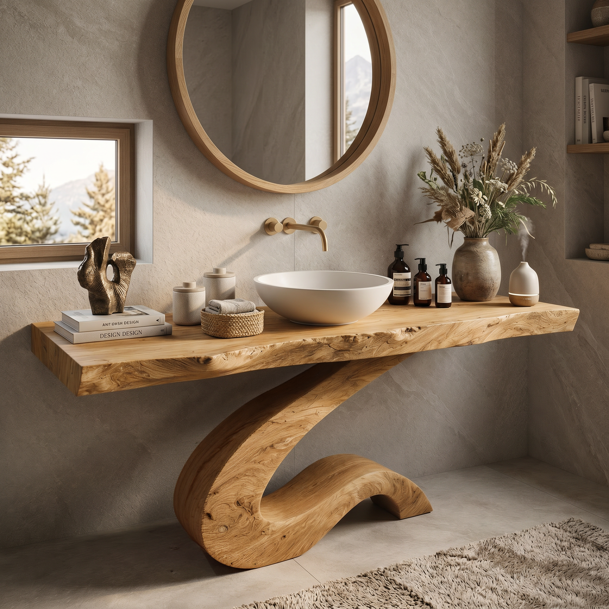 Luxury Bathroom Vanity With Organic S Curve Support For Bathroom RTTHTTBRV020