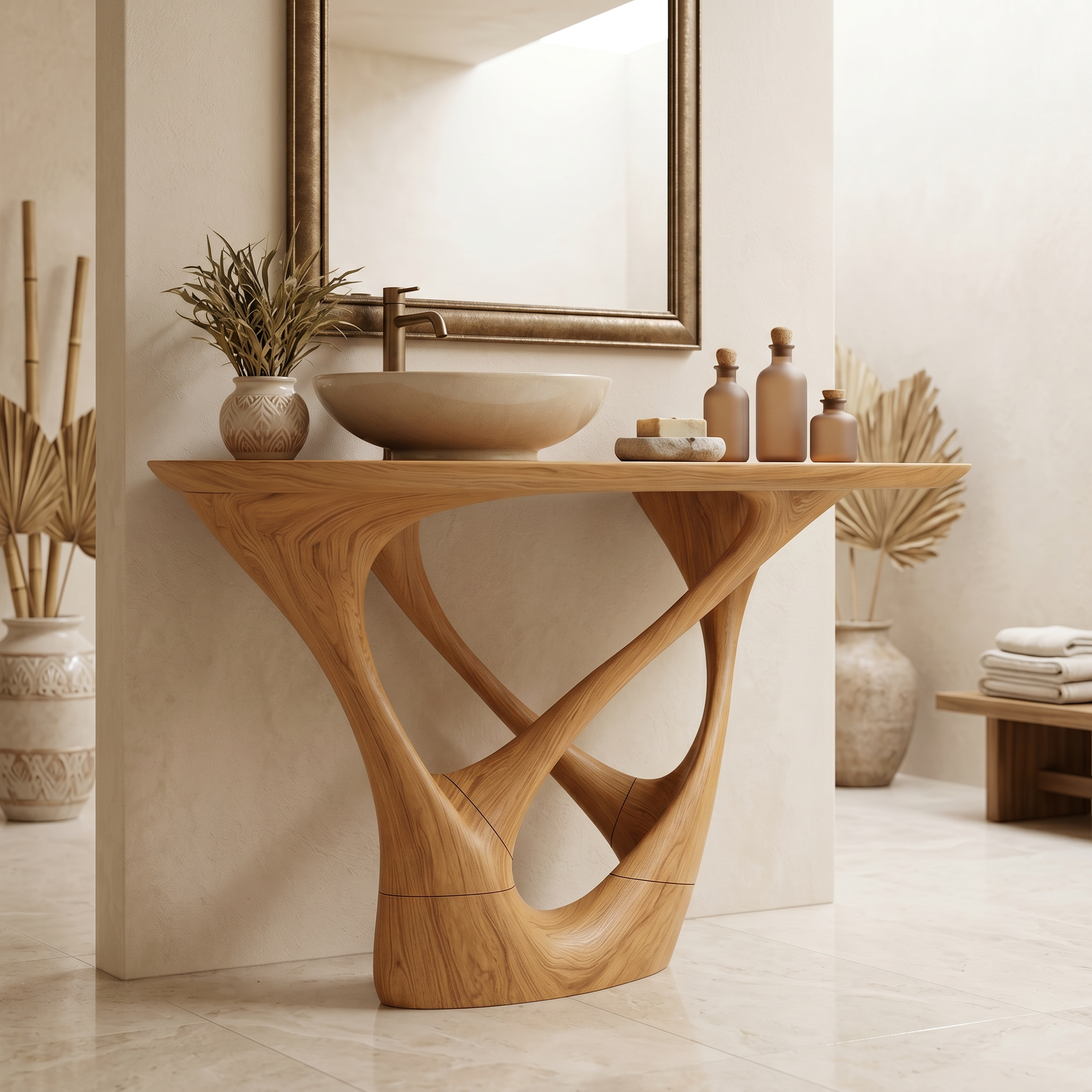 Botanical Wooden Sink Vanity For Spa Retreat SILDTTRBRV170
