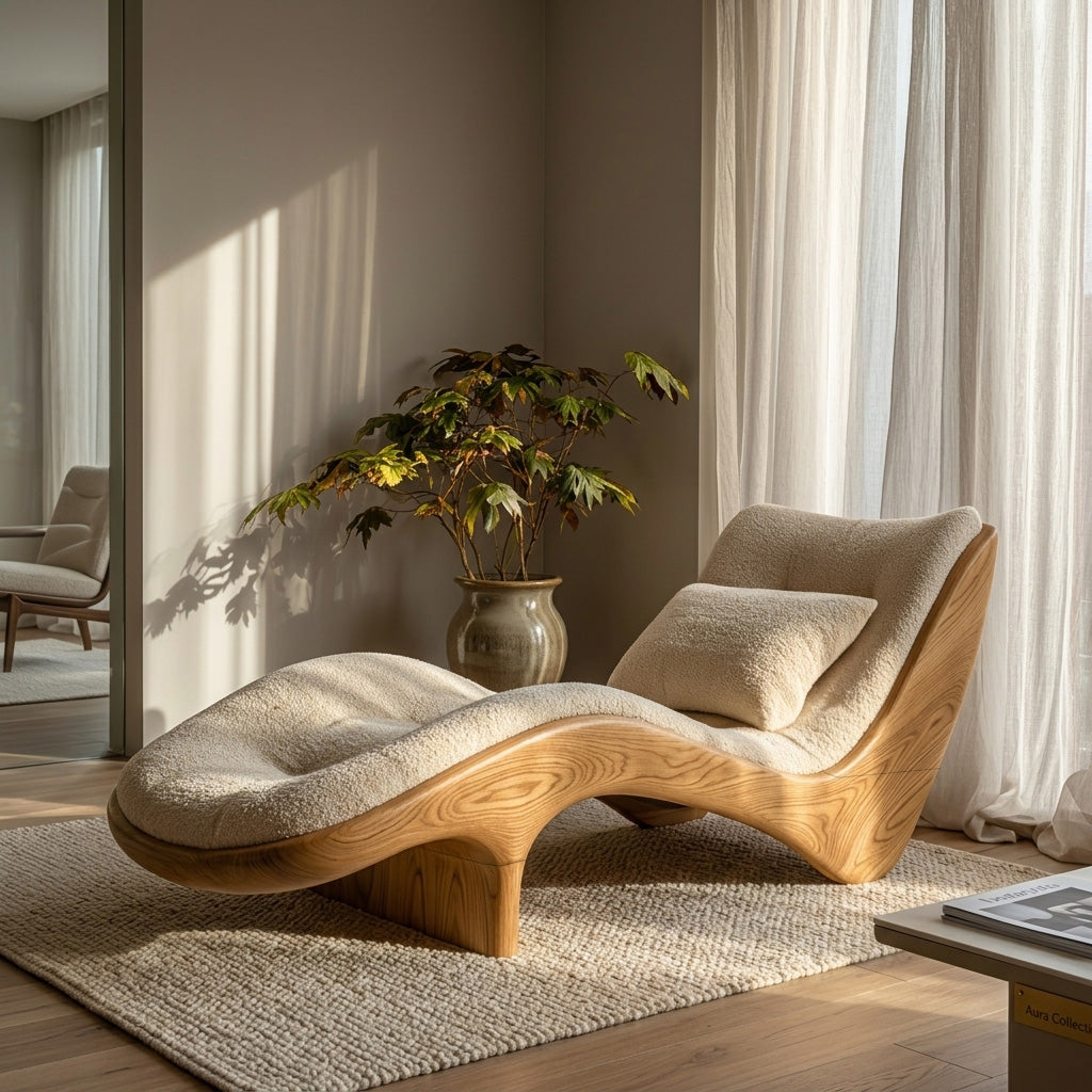 Organic Modern Natural Wood Lounge Chair For Reading Nook RTTHHNSFA031