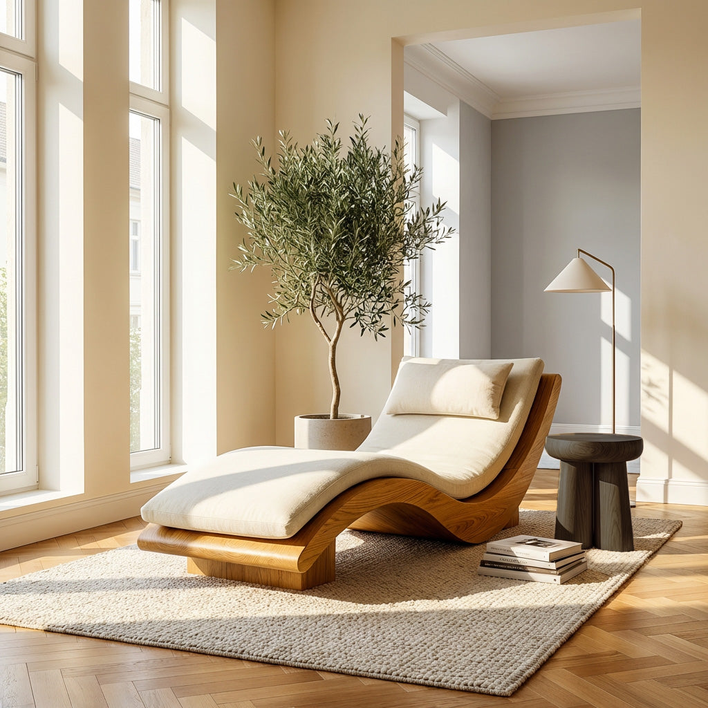 Minimalist Natural Wood Lounge Chair For Bedroom Decor RTTHHNSFA032