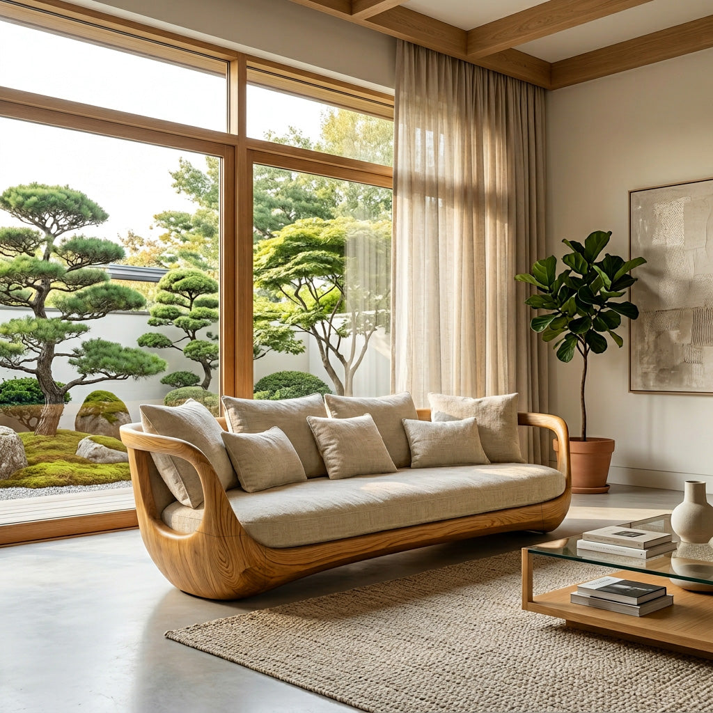 Organic Modern Sculptural Wooden Sofa For Living Room RTTHHNSFA046