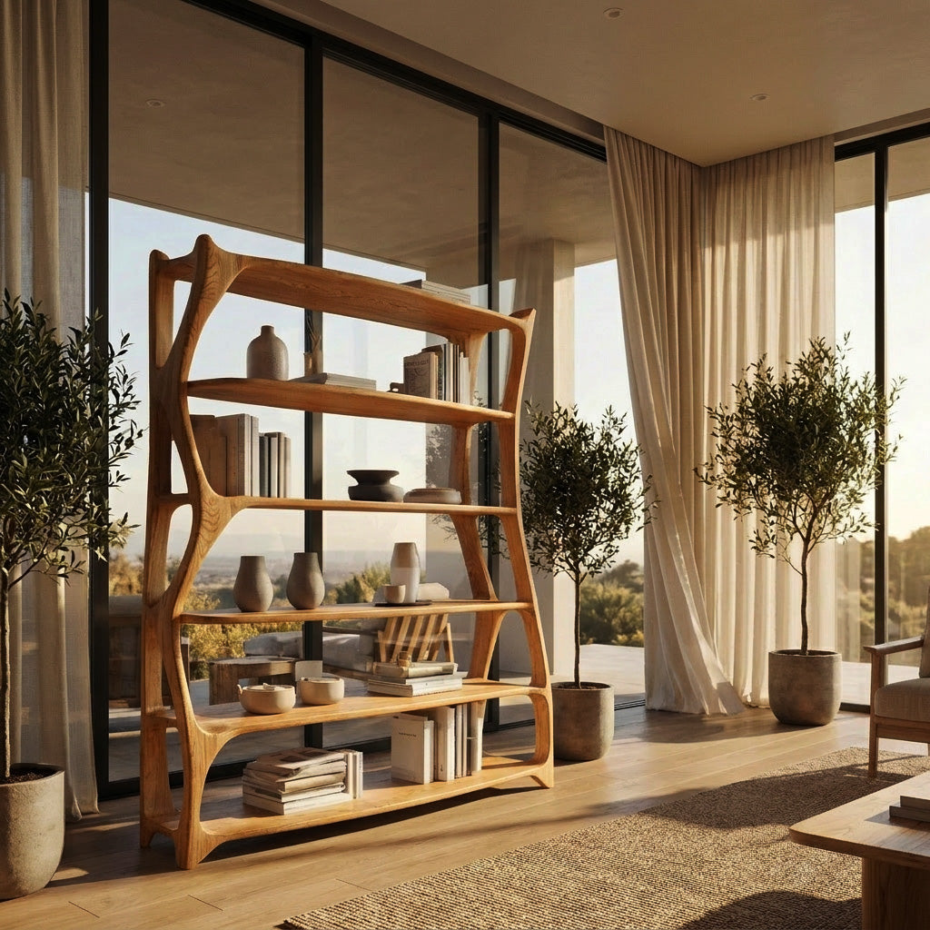 Elegant Wooden Standing Shelf With Tiers For Living Room RTTHHNSS012