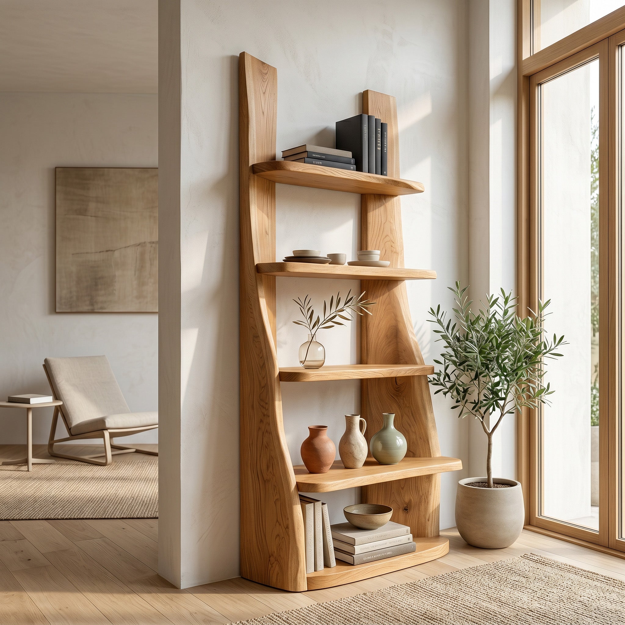 Mid Century Wooden Bookshelf For Apartment Living Room RTTHHNSS027