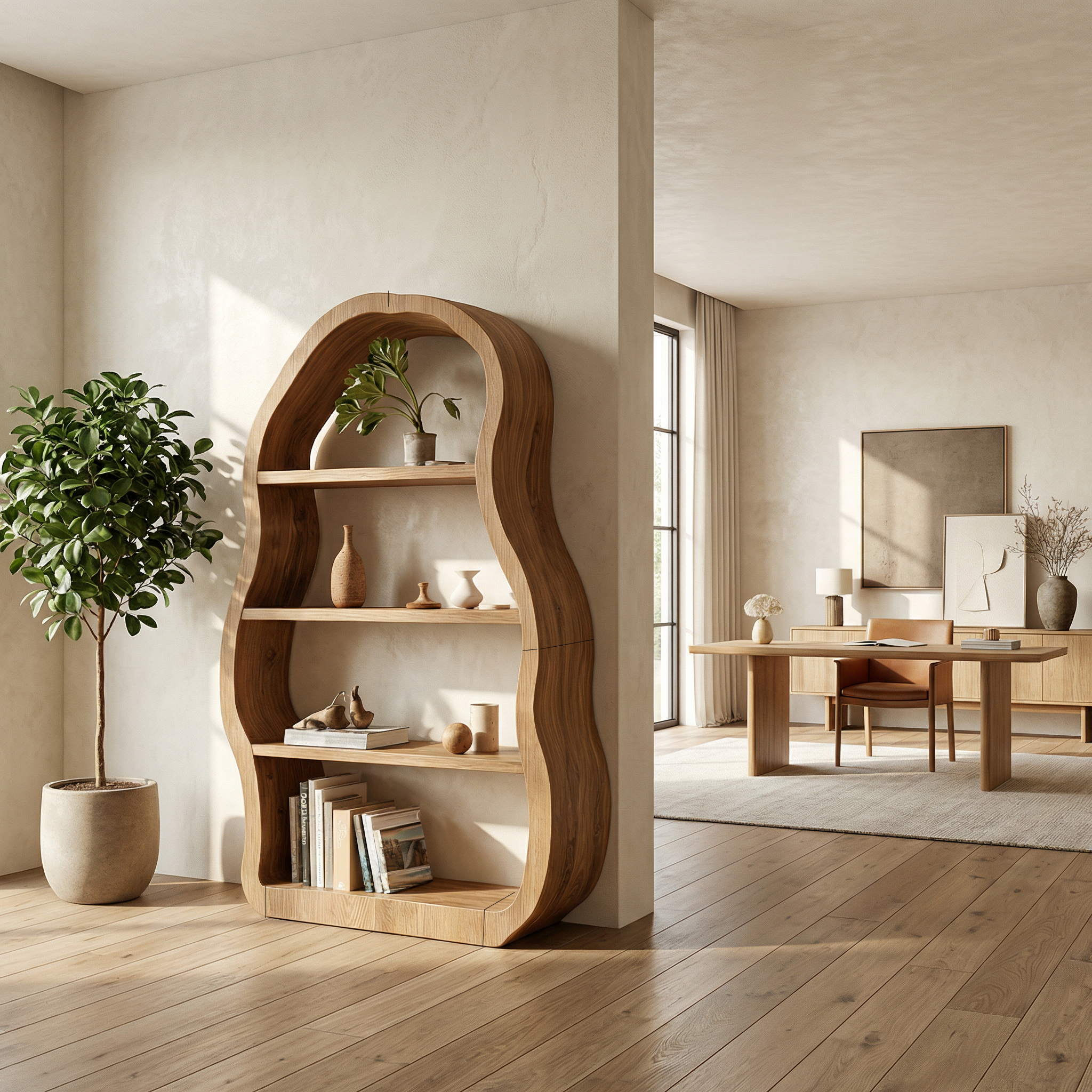 Modern Sculptural Bookshelf For Living Room And Reading Corner SINLSASC503