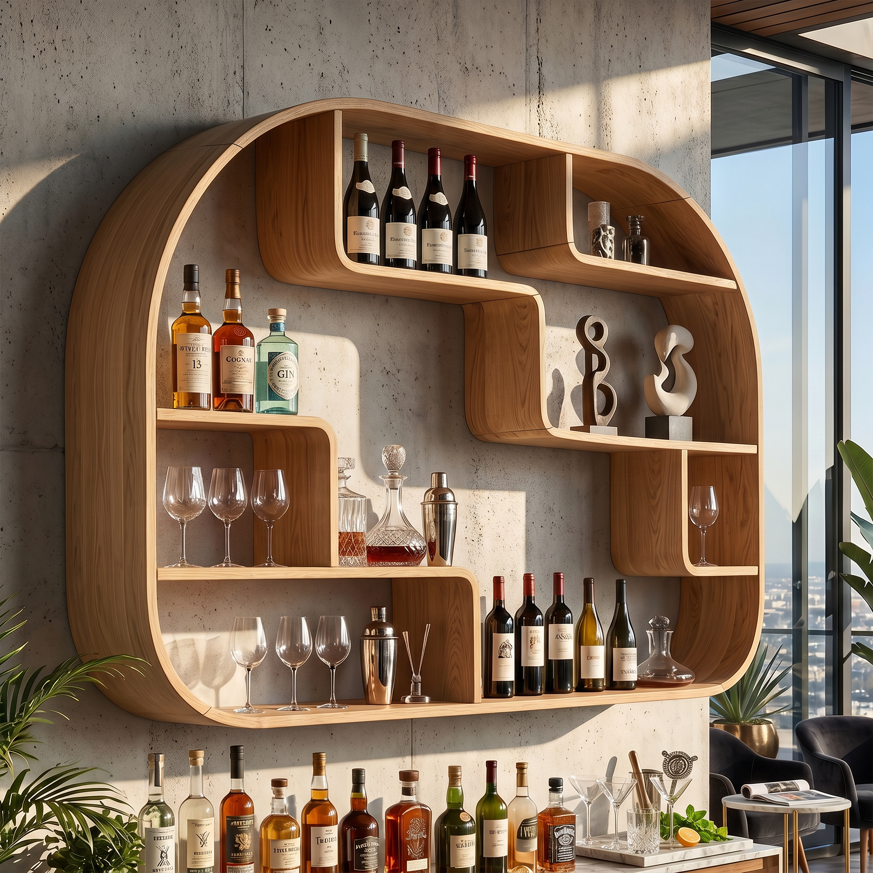 Boho Wall Wine Holder For Dining Space Bottle Accent Feature SILDTTRWH063
