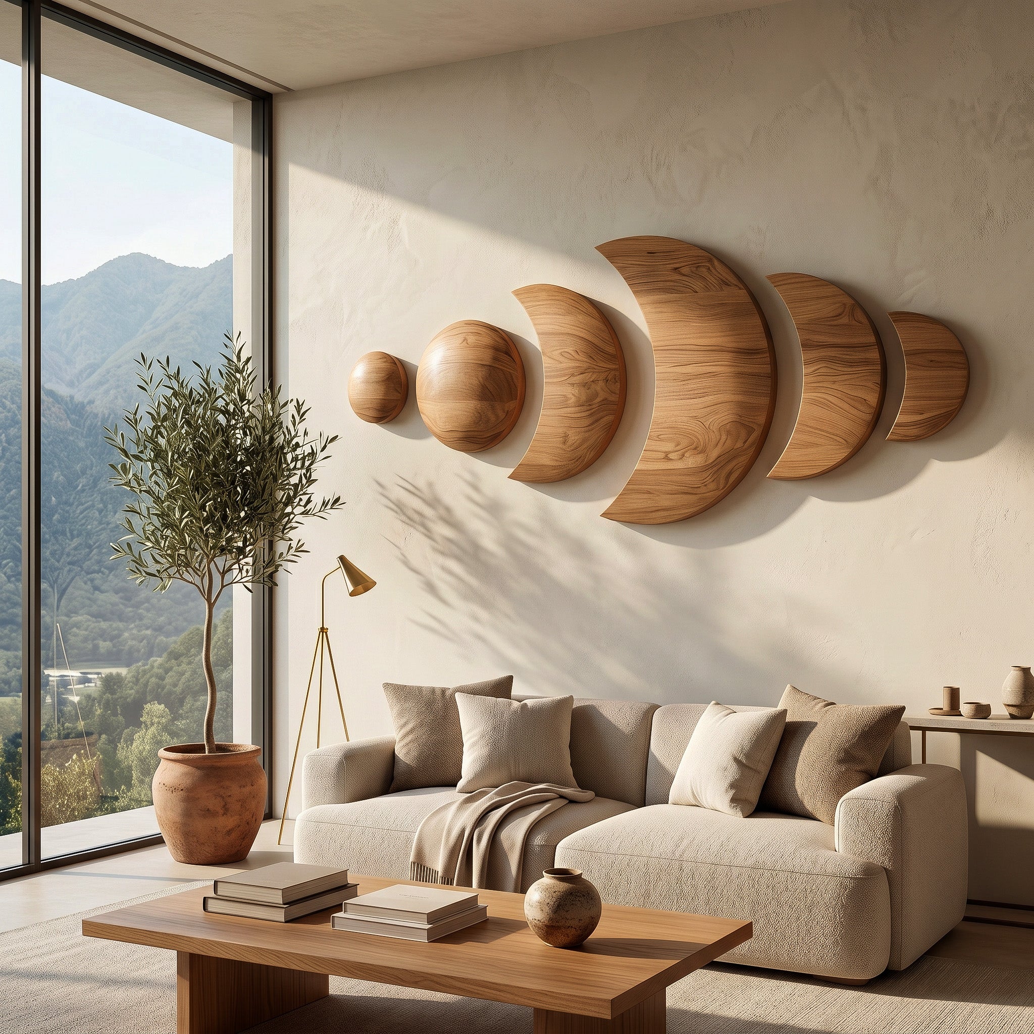 Boho Moon Phase Wood Wall Decor For Living Room RTTHHNWA205