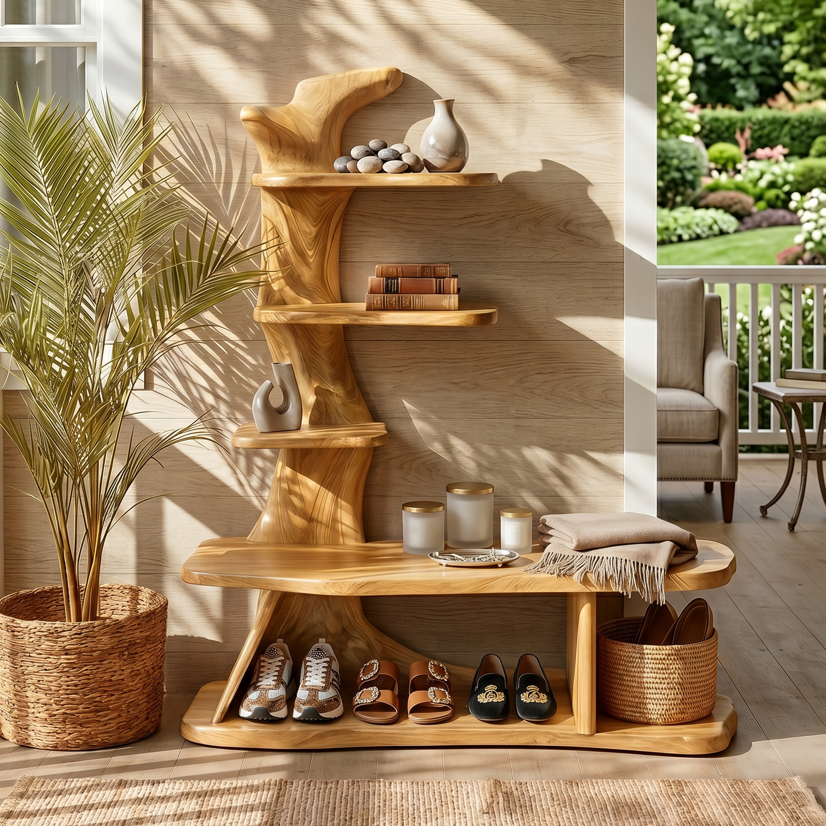 Industrial Shoe Rack Shelf For Loft Entryway Hallway Placement SILDTTRSHB007