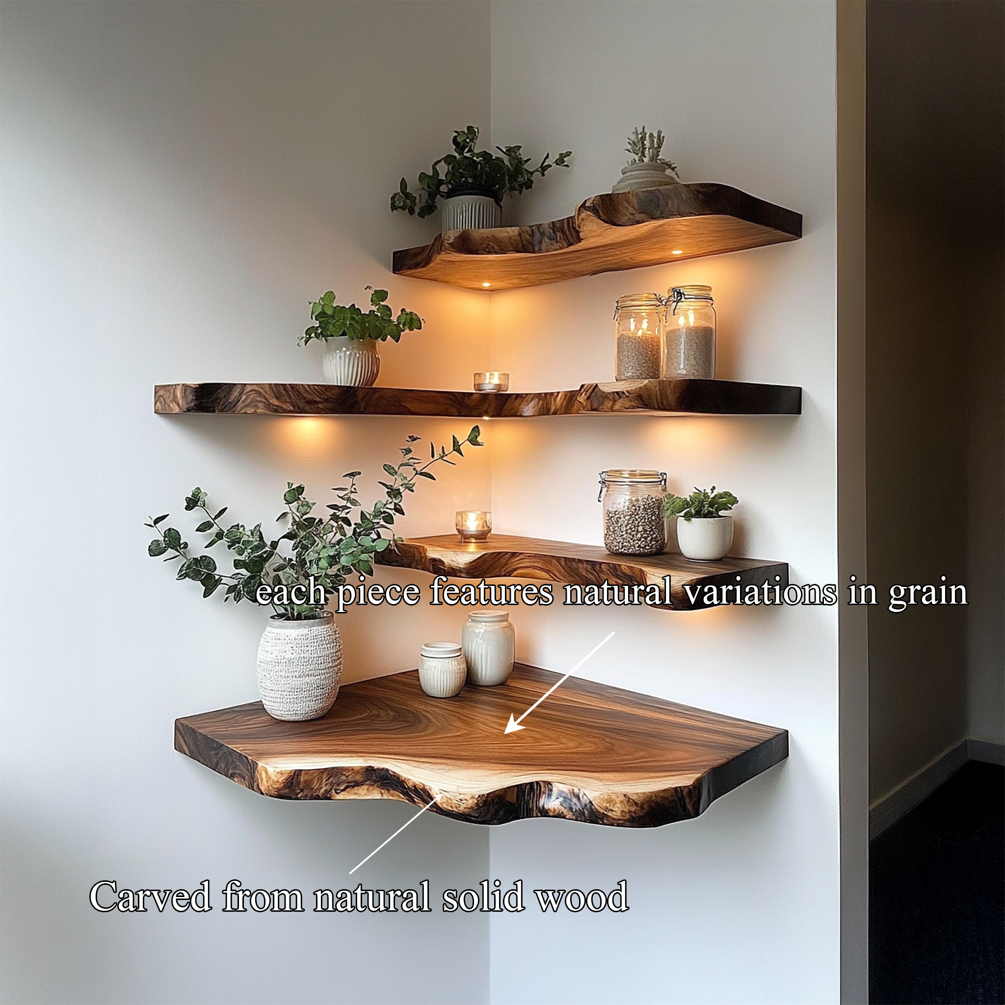 Rustic Organic Minimal Wall Shelf For Living Room And Apartment SINLSAFL453