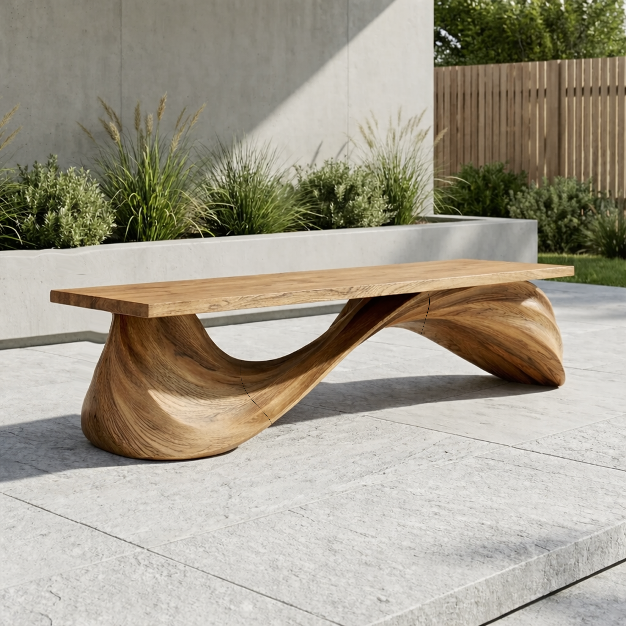 Contemporary Wave Bench Solid Wood Elegant Loop Design Hallway And Entryway SINLHARS099