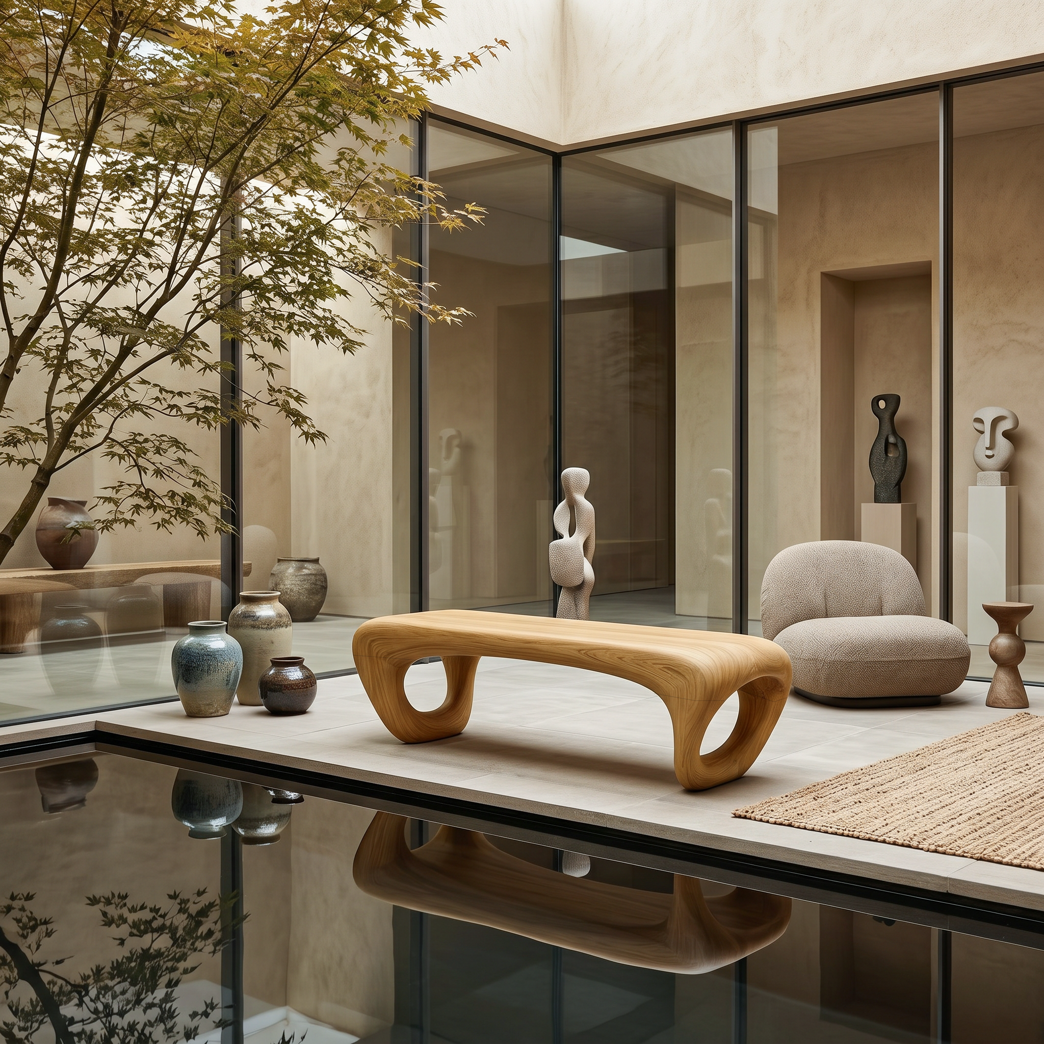 Modern Sculptural Outdoor Bench For Patio Or Garden Decor SITHTTGDB007