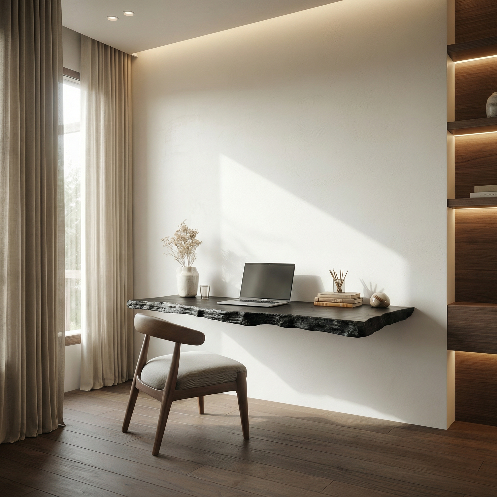 Rustic Work Floating Desk For Bedroom And Compact Workspace SINLSAFL469