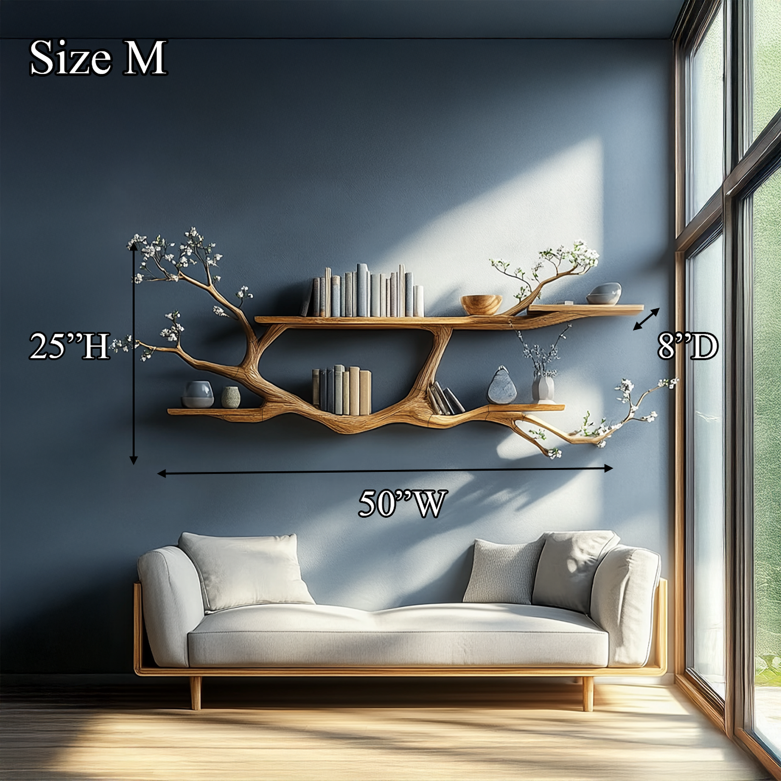 Handcrafted Tree Floating Shelf for Modern Living Room Wall SINLSATBS074