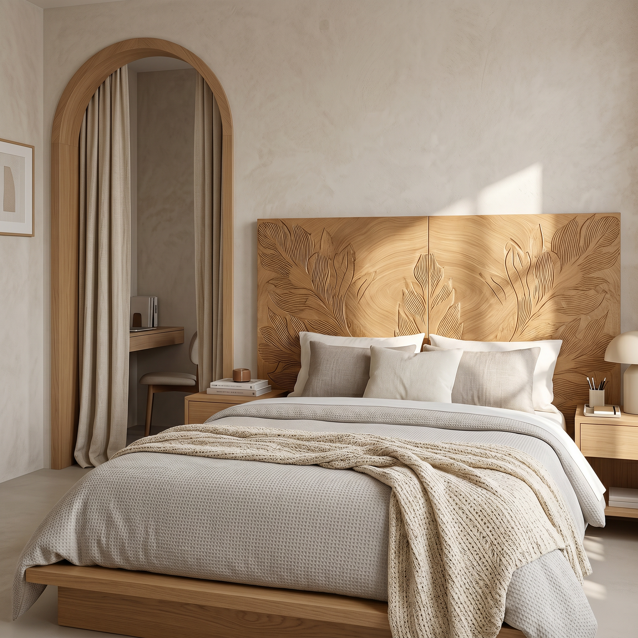 Tropical Botanical Wood Headboard For Warm Coastal Bedroom SILDTTRHB023
