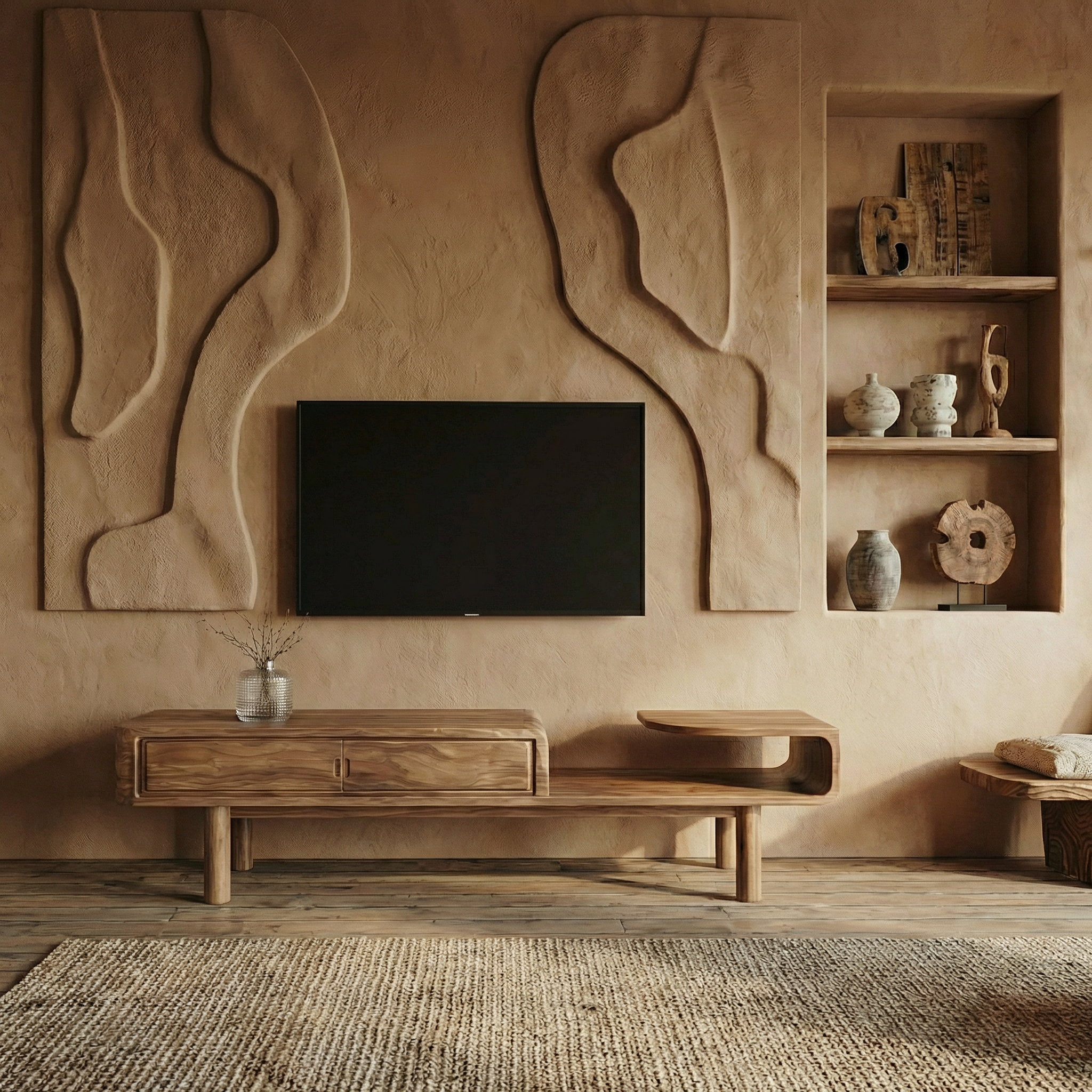 Modern Sculptural TV Console For Living Room And Media Wall SINLSASC502