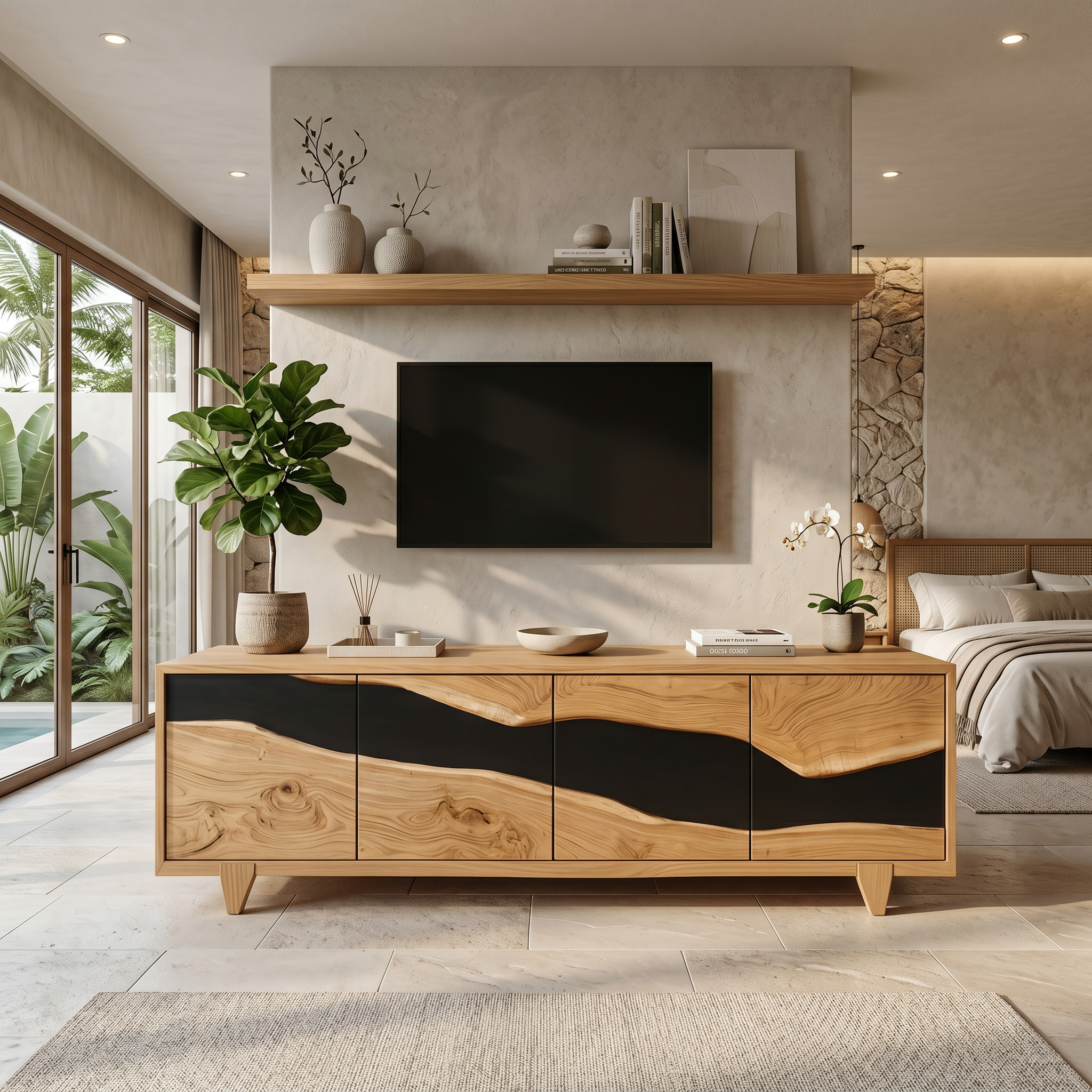 Farmhouse Solid Wood Media Console For Home Decor SILDTTNTVC095