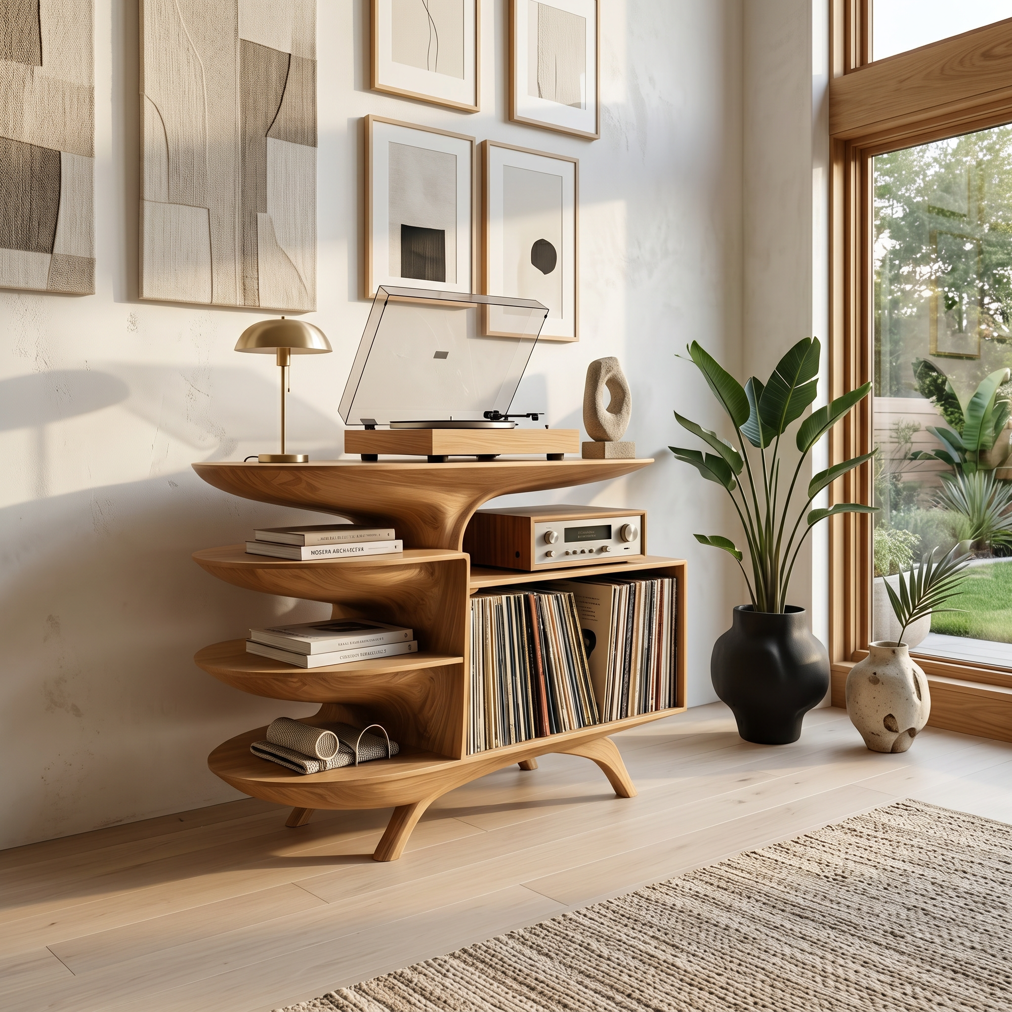 Modern Wooden Record Stand For Bedroom Interior Design Style SILDTTNRPT018
