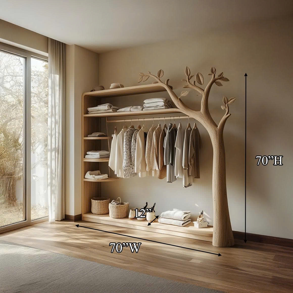 Rustic Tree Wardrobe Rack Bedroom Or Entryway Closet Storage SINLSATCR039