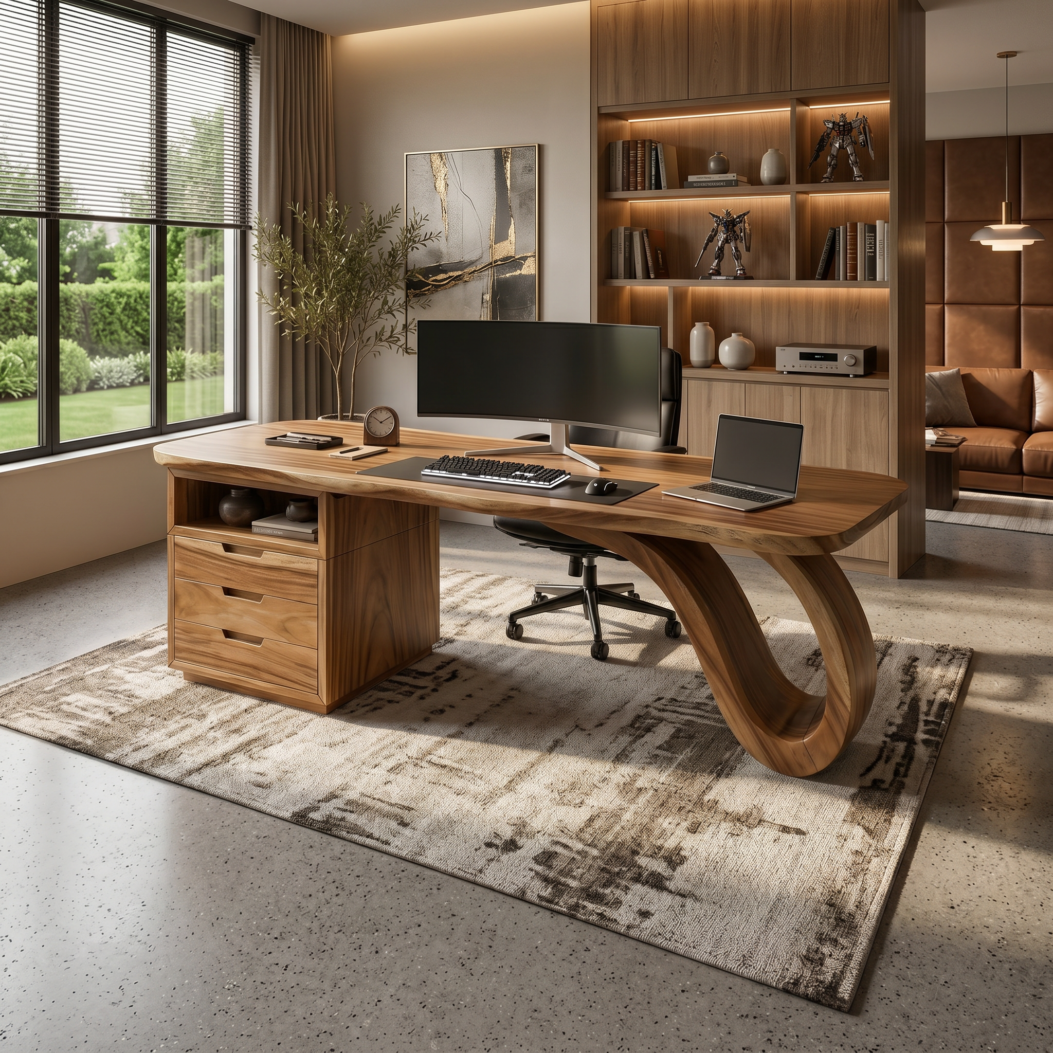Organic Sculptural Executive Desk Luxury Workspace SILDTTRDE024