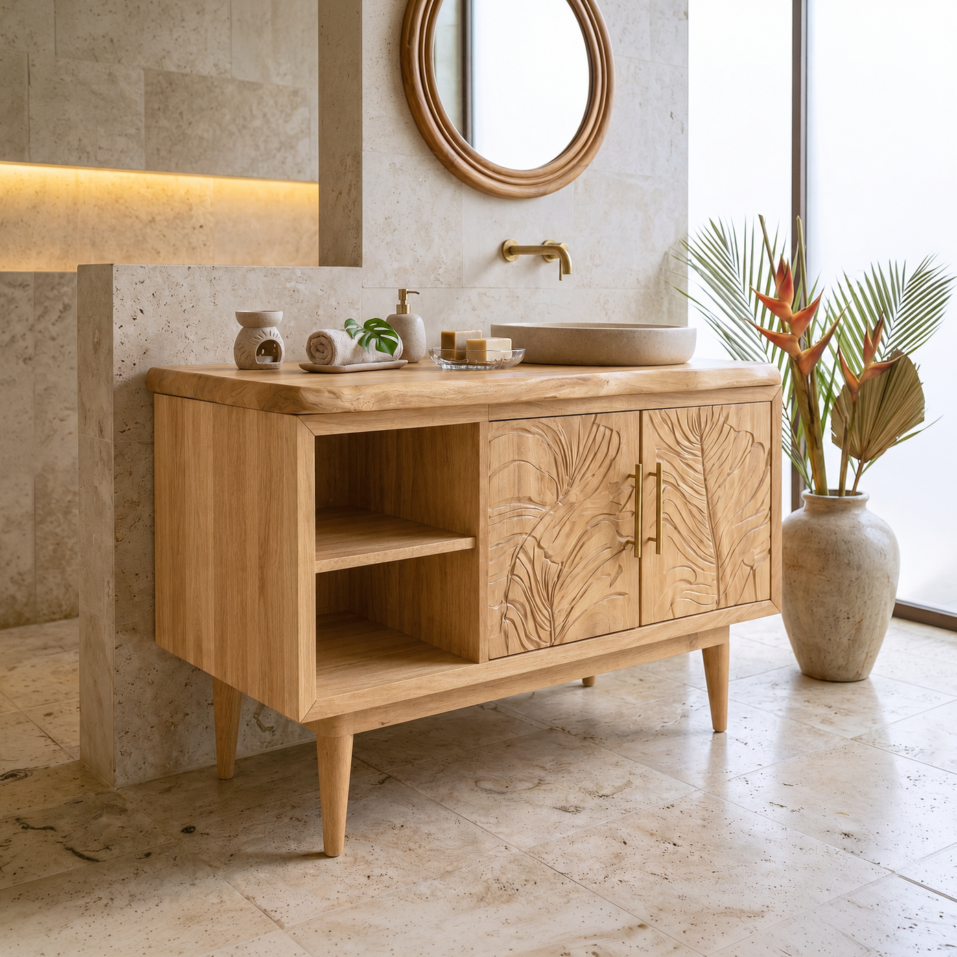 Luxury Wood Vanity Unit For Master Suite SILDTTRBRV162