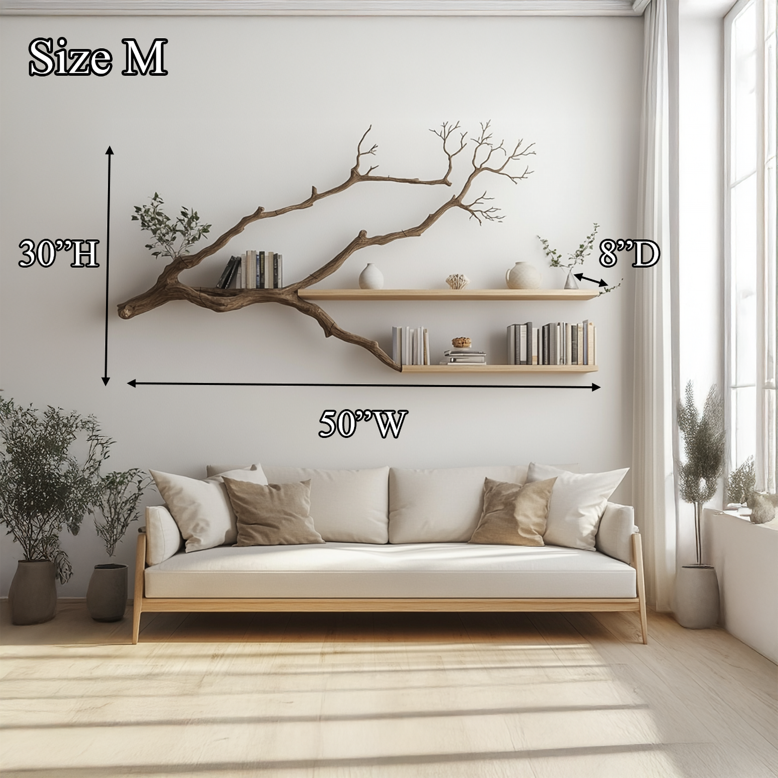 Rustic Tree Wall Shelf For Modern Bedroom Decor SINLSATBS039