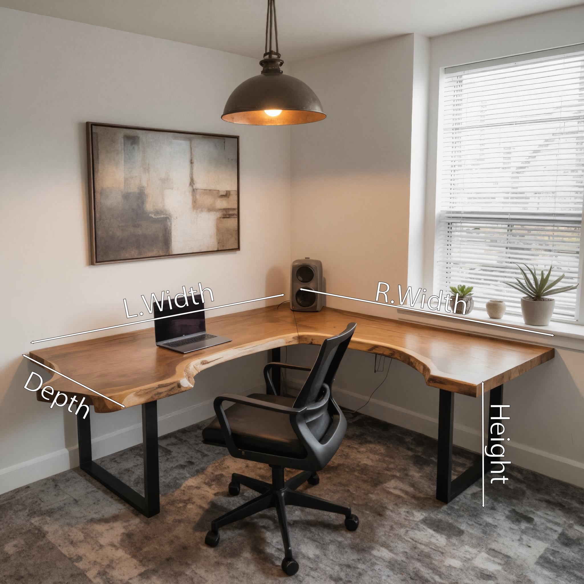 Live Edge L Shaped Desk With Metal Legs For Home Office SITHHNDE056