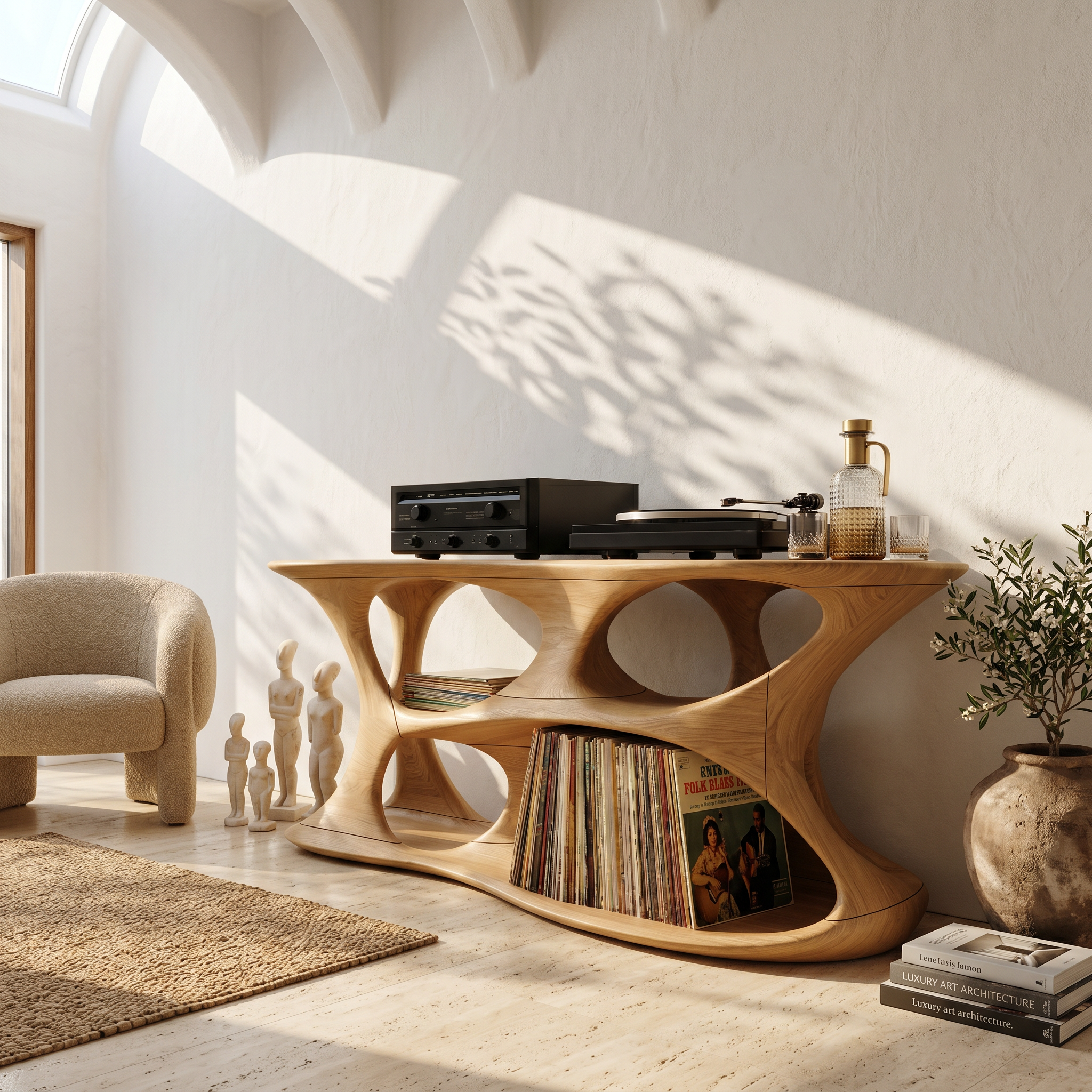 Minimalist Vinyl Storage Stand For Studio Living Space SILDTTNRPT027