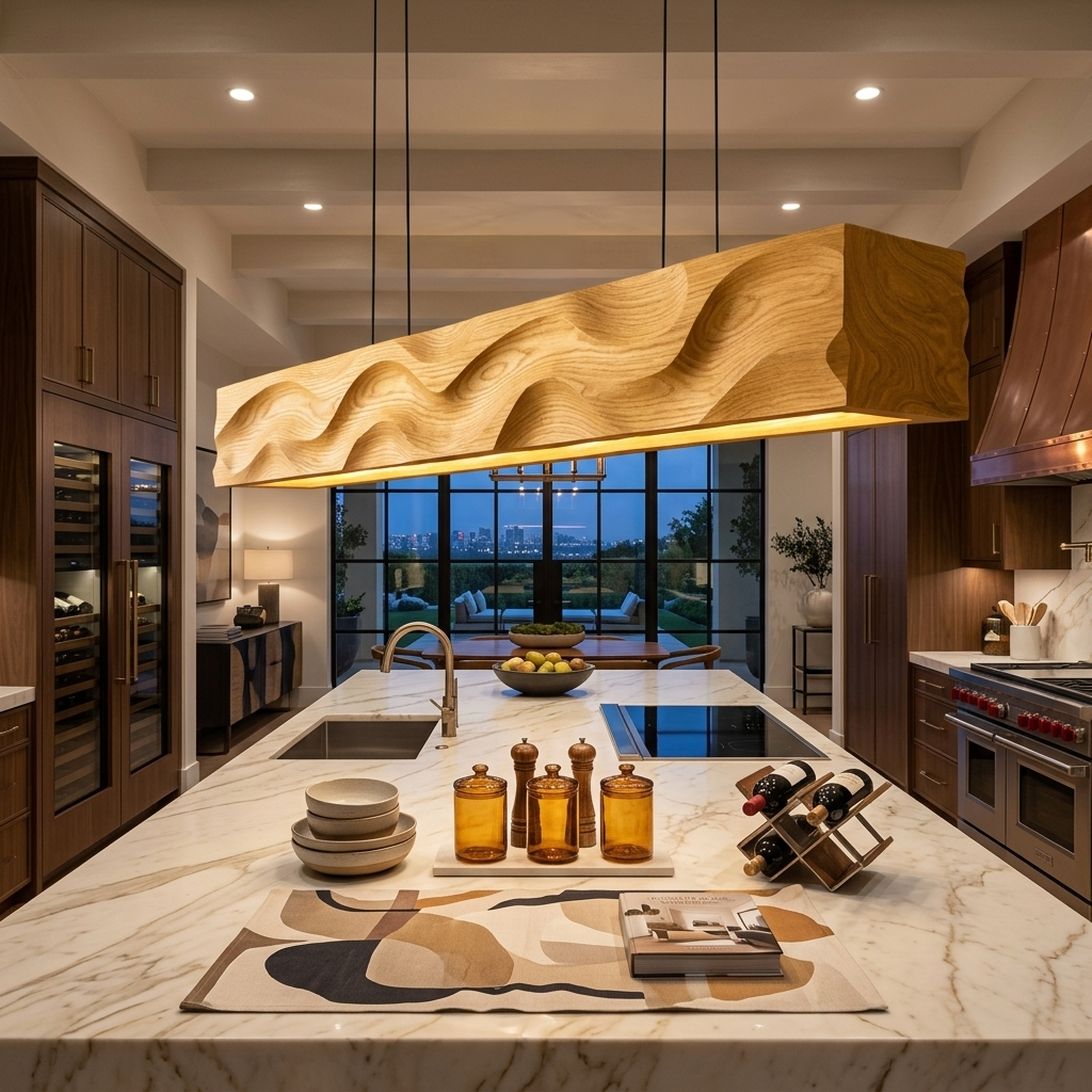 Modern Pendant Lighting With Carved Wave For Dining Area RTTHTTCE013
